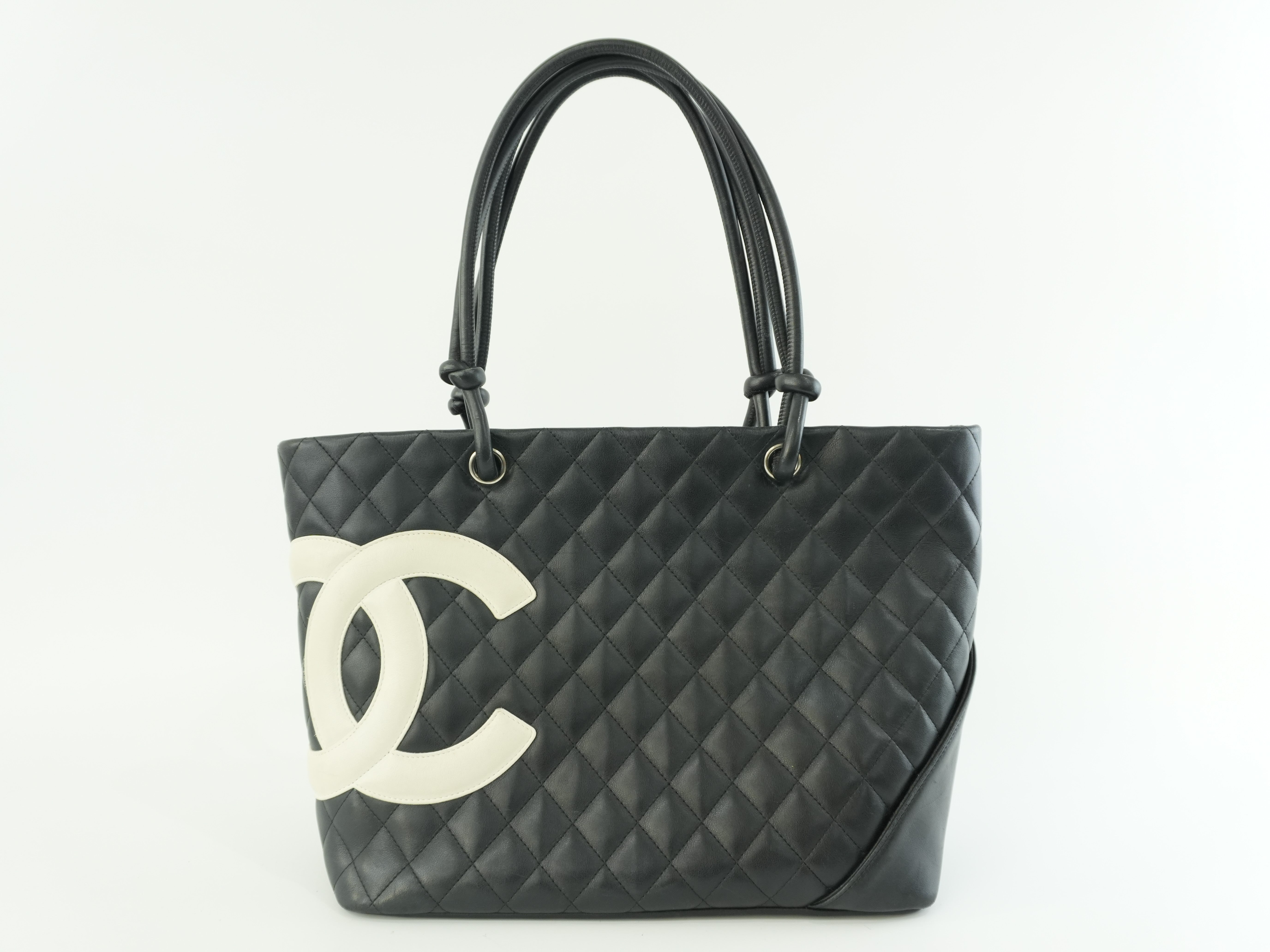 Chanel Leather Tote Bag Black Used