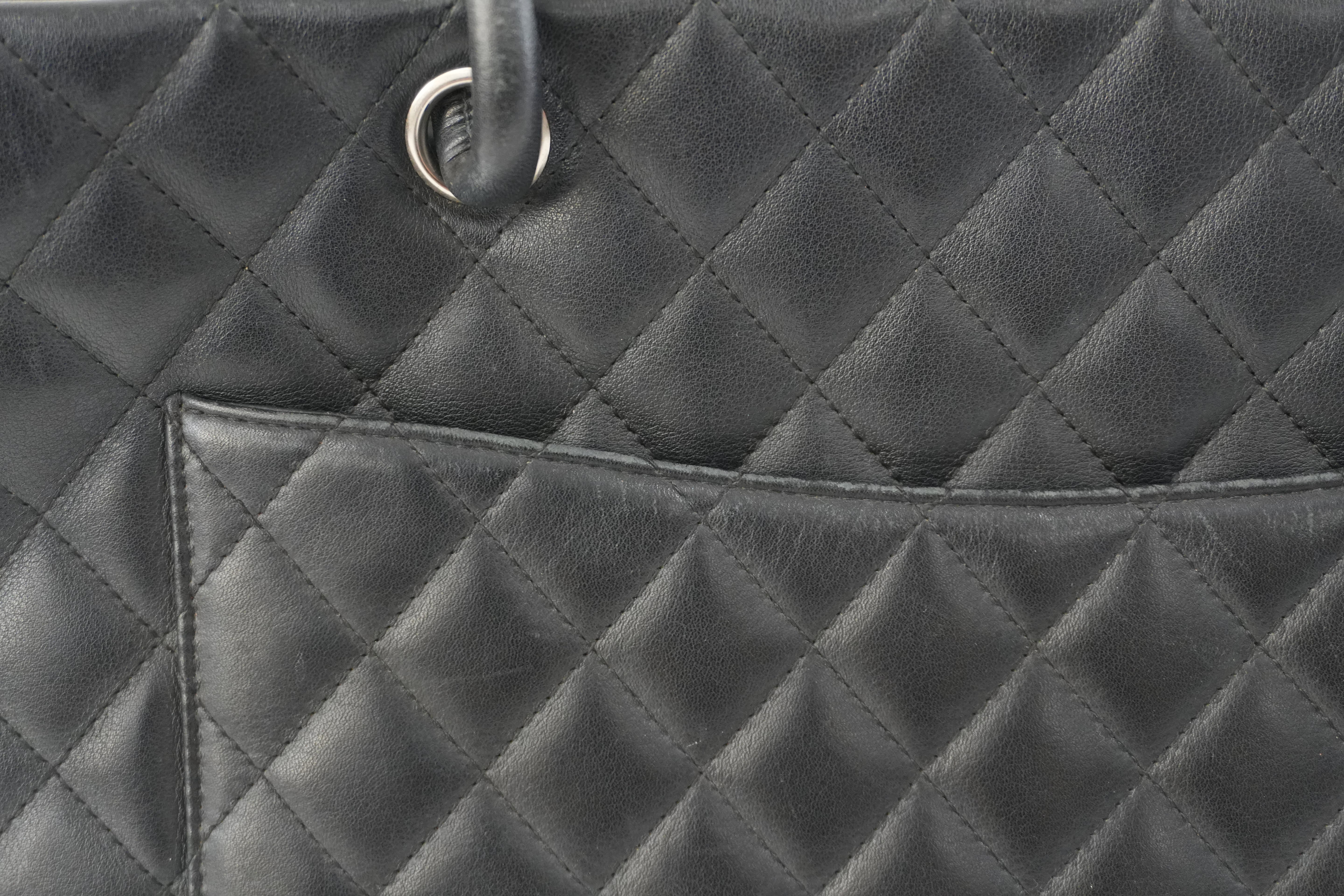 Chanel Leather Tote Bag Black Used
