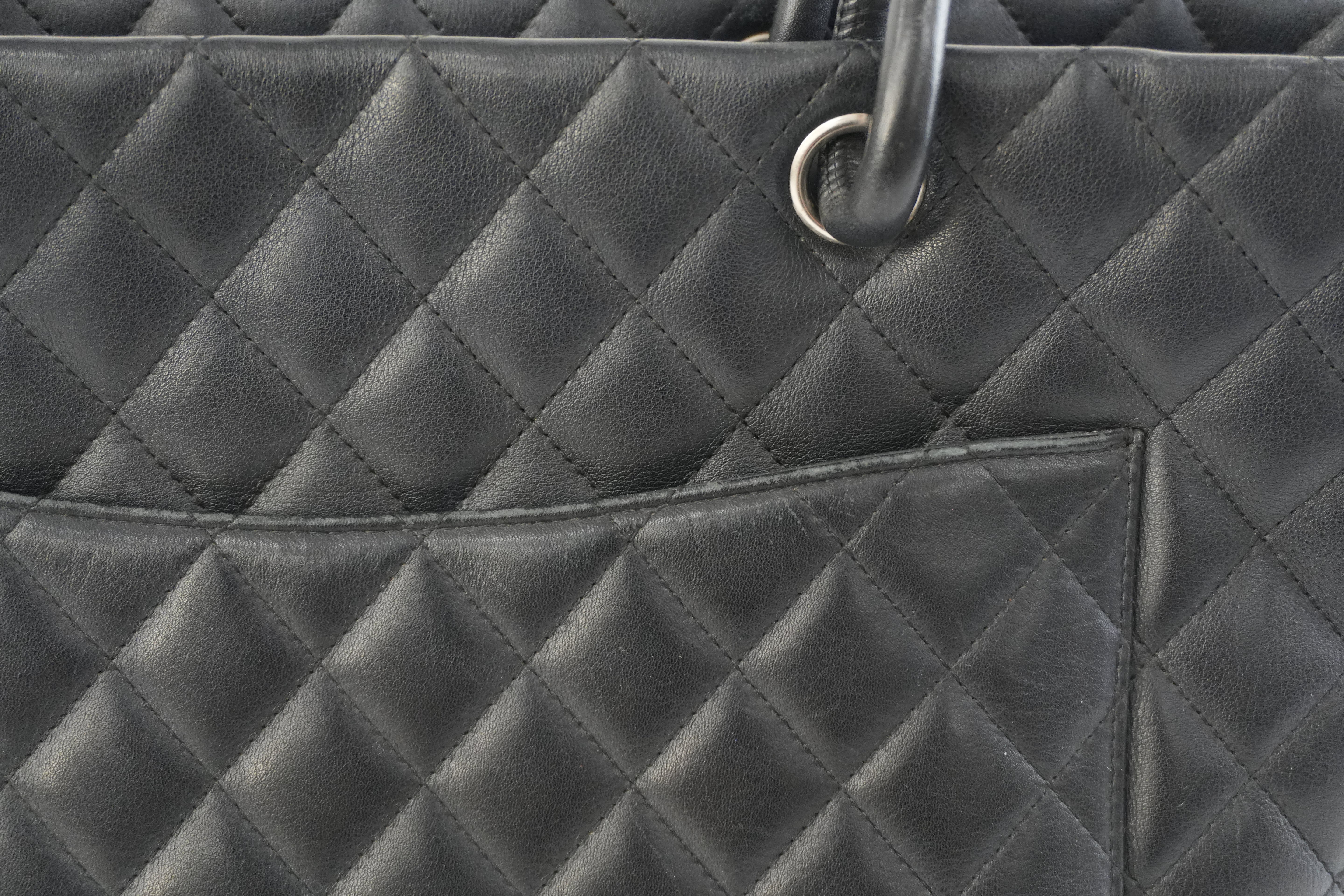 Chanel Leather Tote Bag Black Used