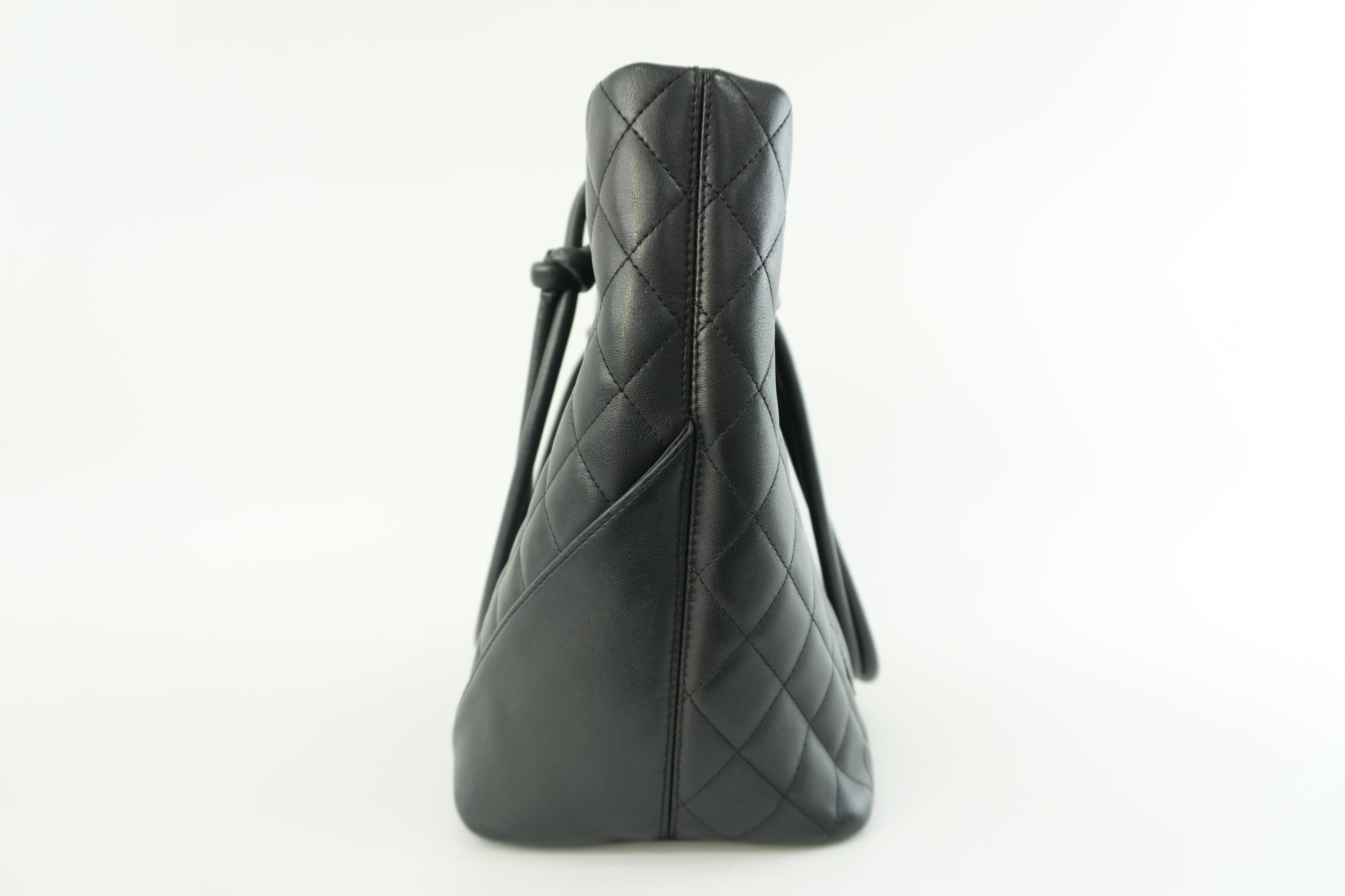 Chanel Leather Tote Bag Black Used