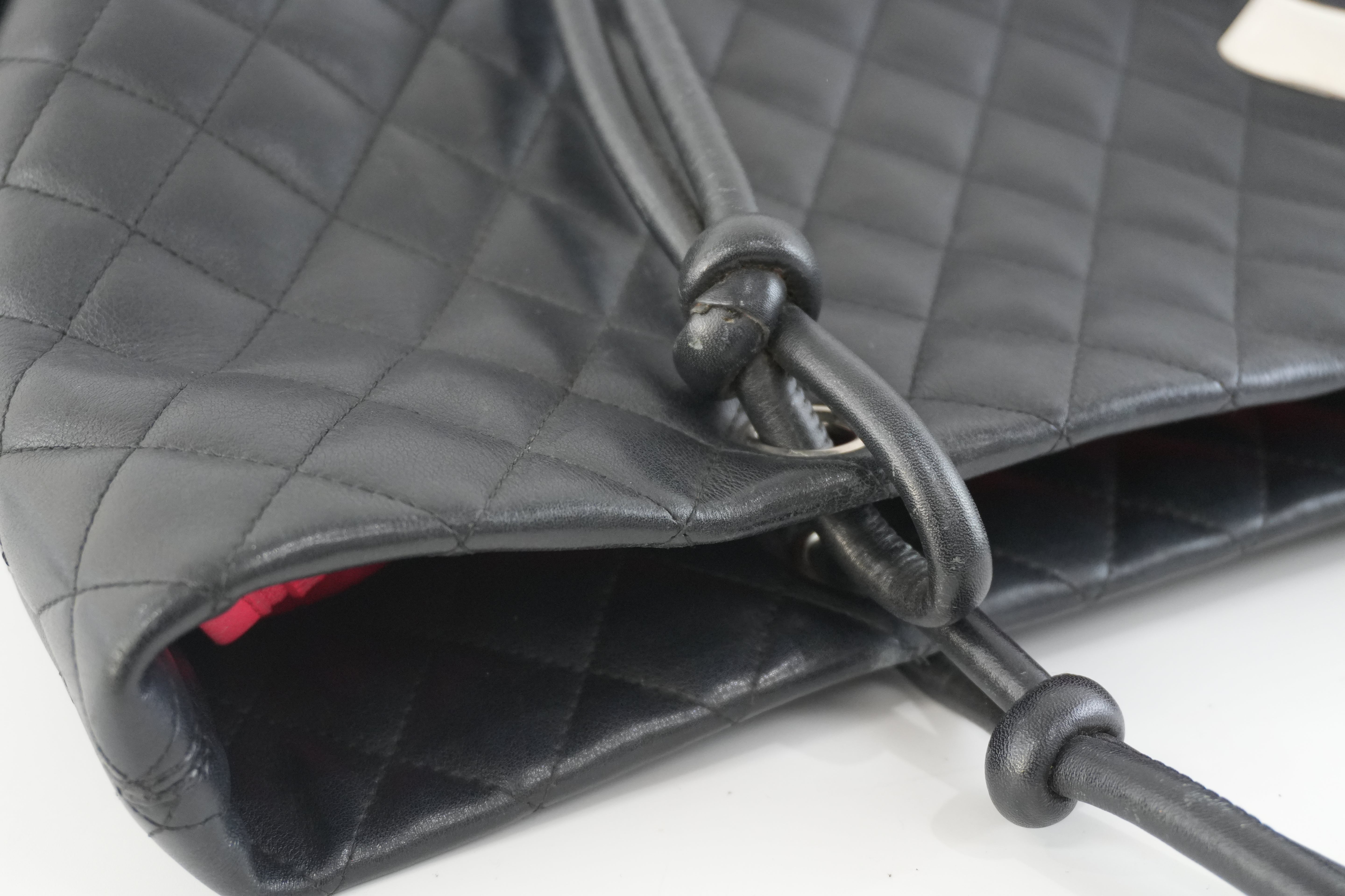 Chanel Leather Tote Bag Black Used