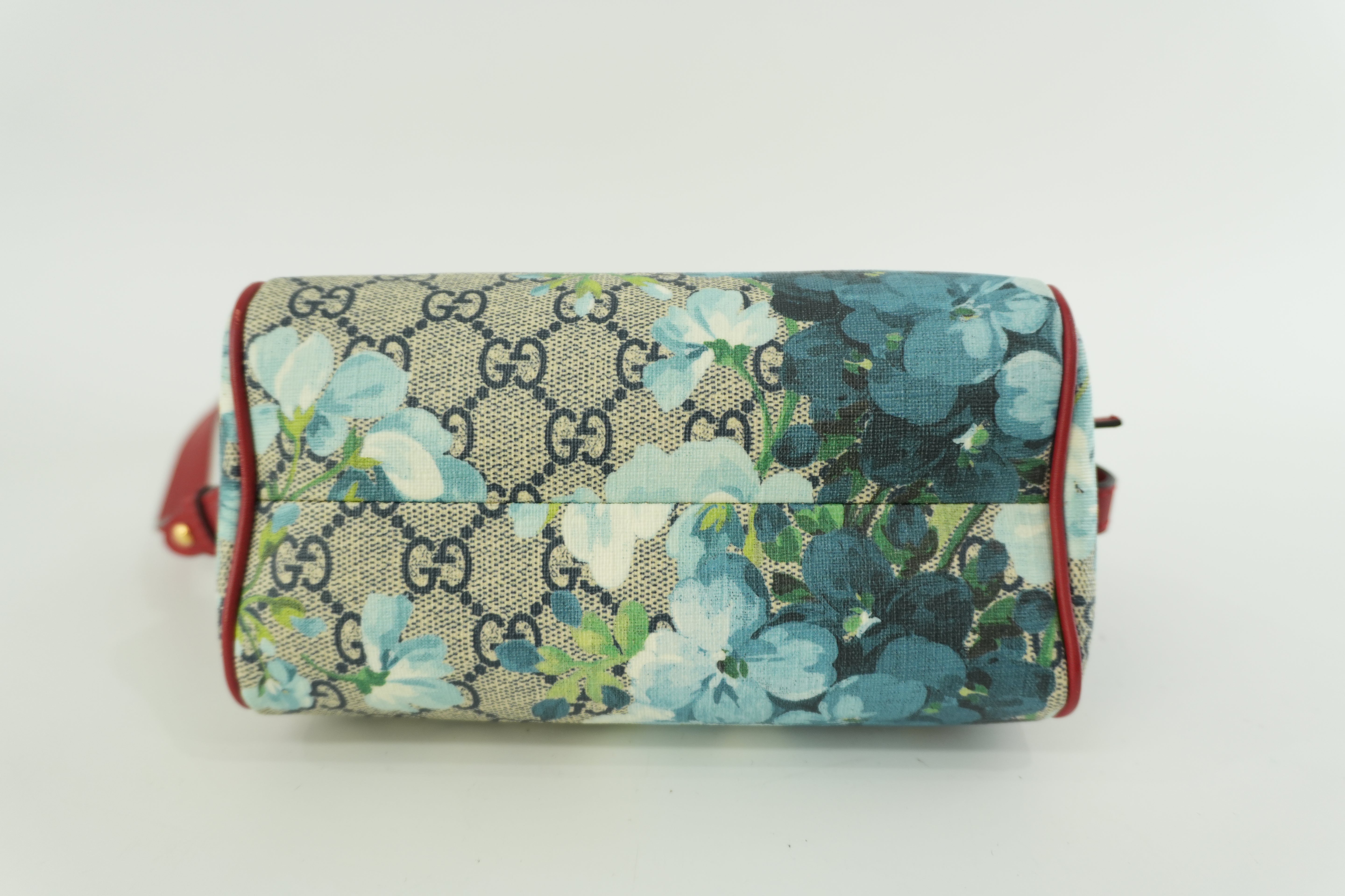 Gucci Leather Blooms Two Way Shoulder Bag Blue and Red Used