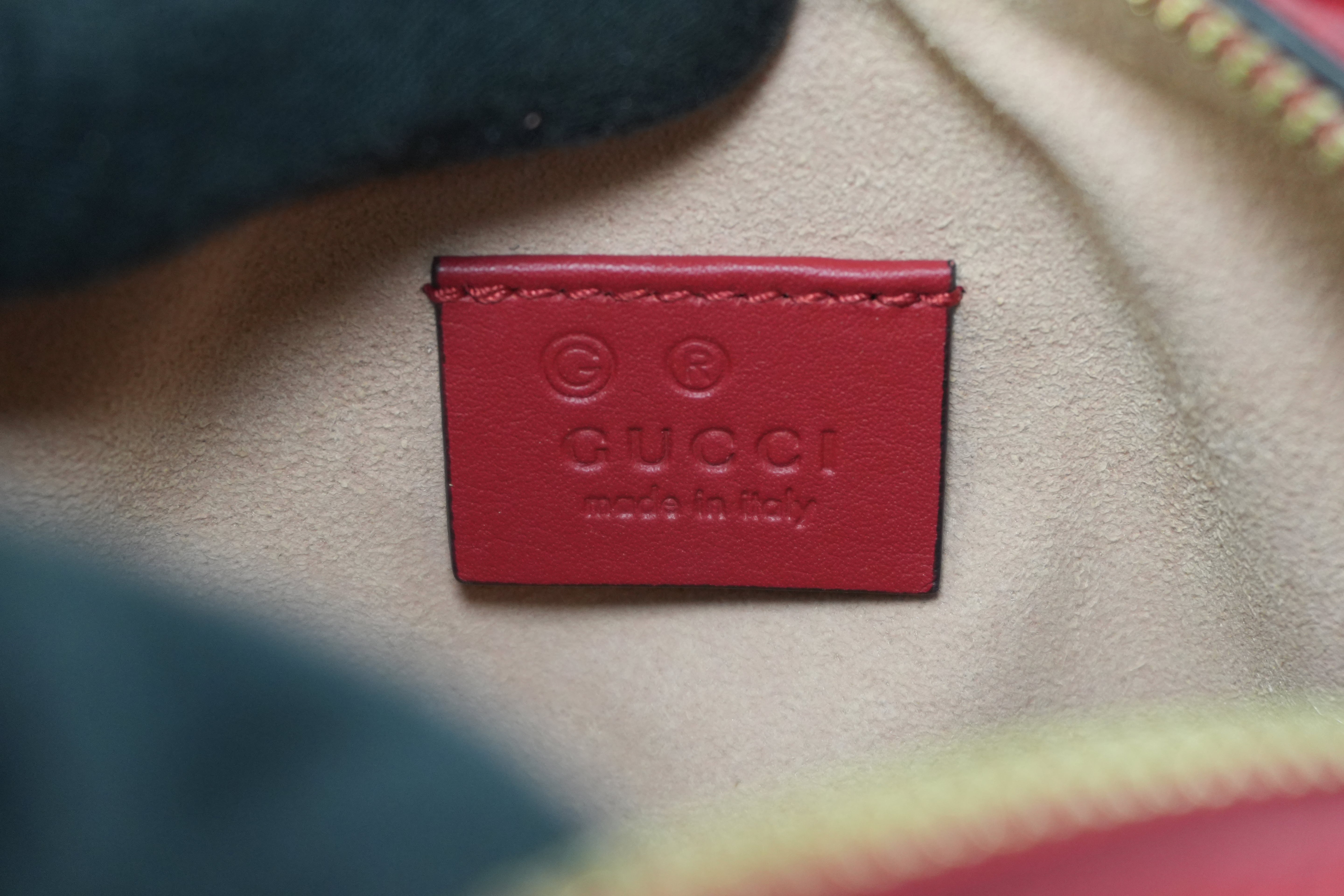 Gucci Leather Blooms Two Way Shoulder Bag Blue and Red Used