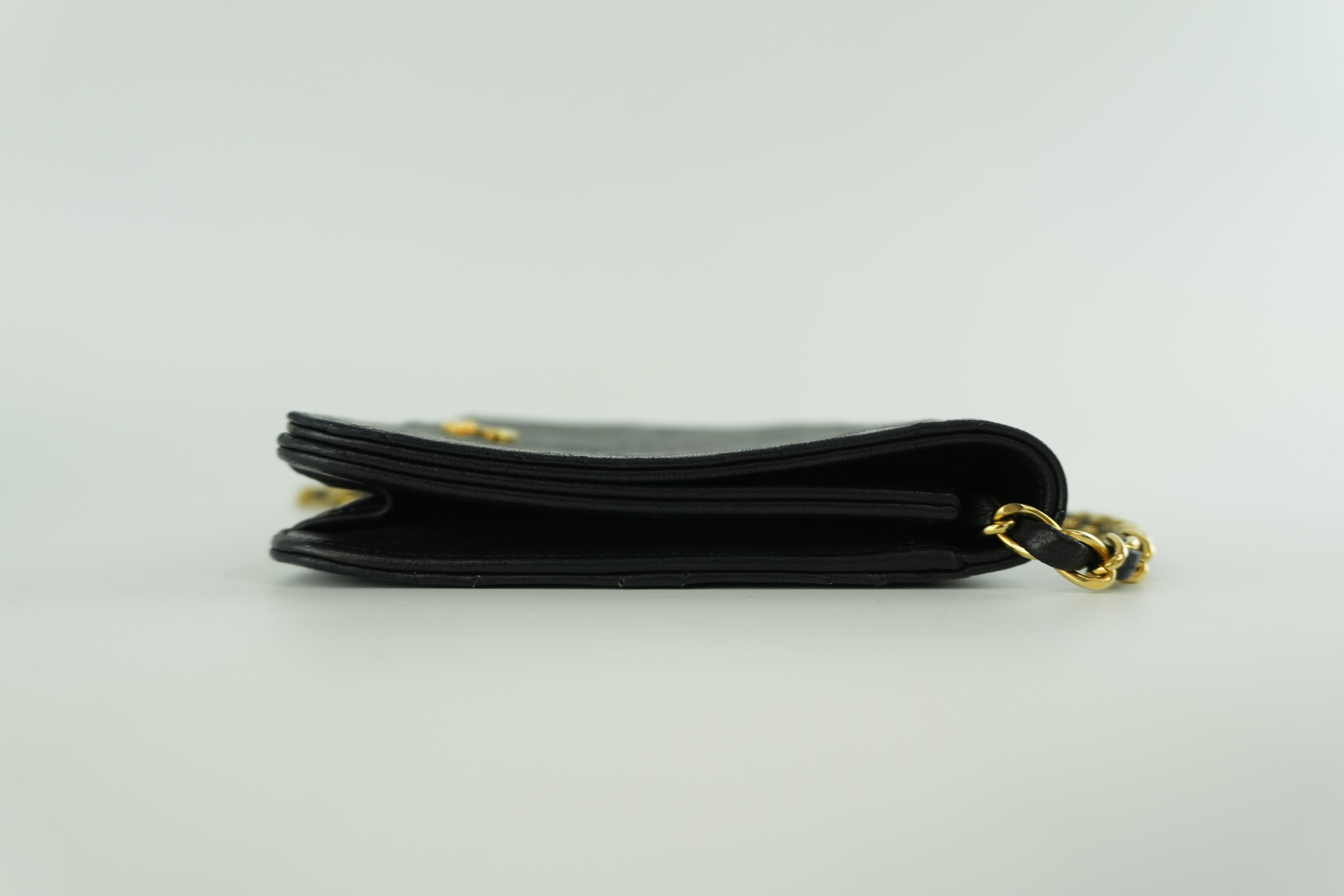Chanel Lambskin Leather Chain Shoulder Bag Black Used