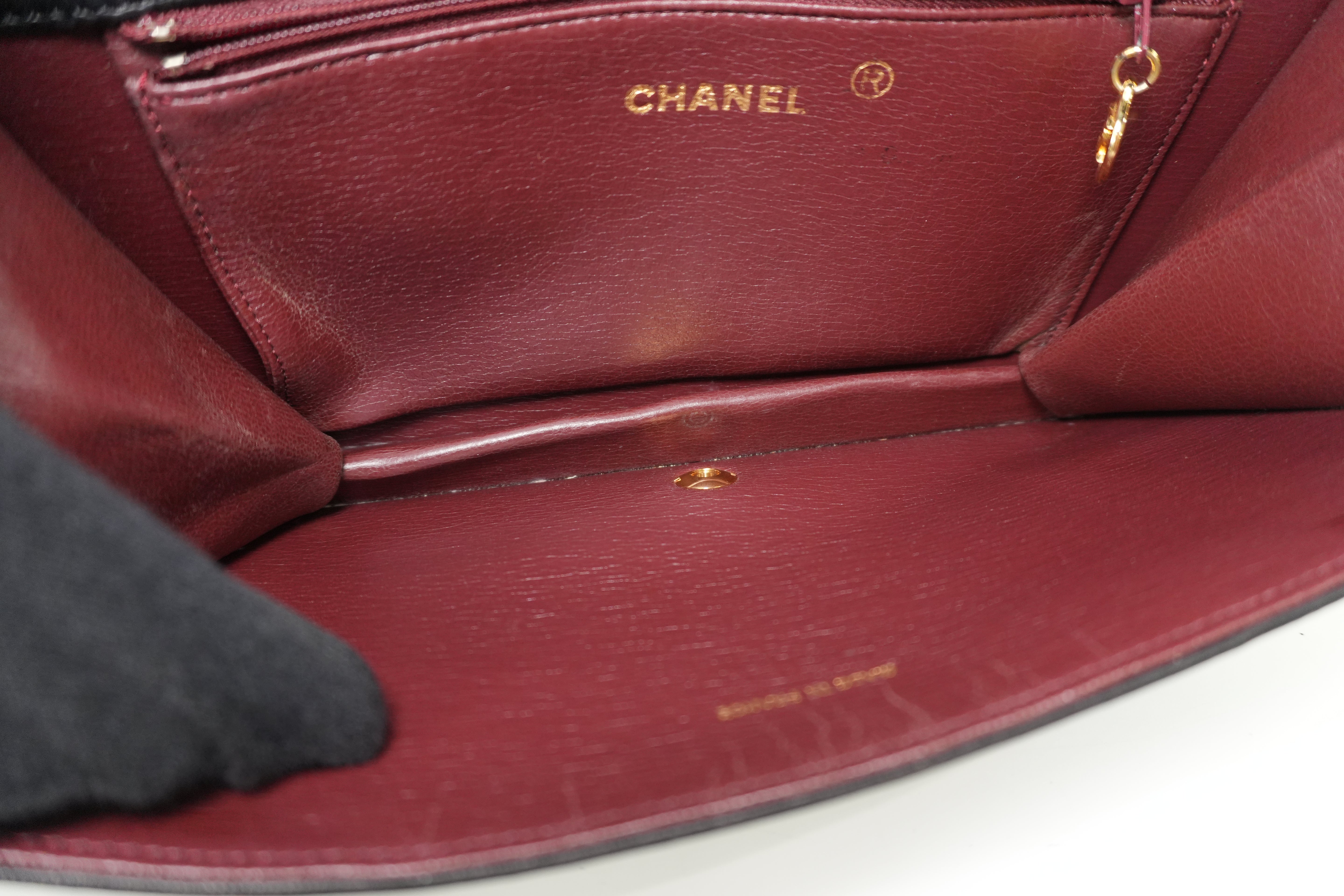 Chanel Lambskin Leather Chain Shoulder Bag Black Used