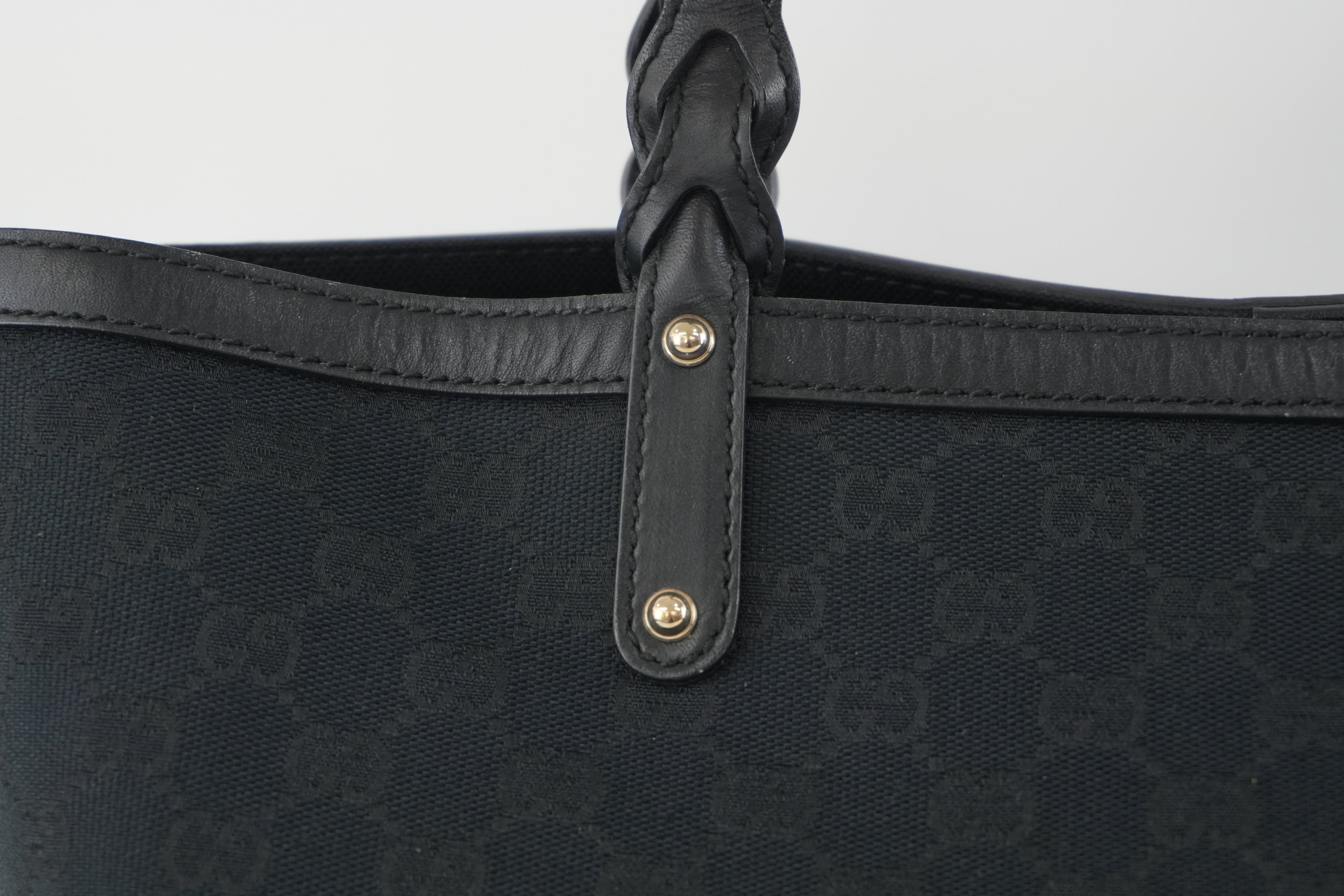 Gucci Canvas Tote Bag Black Used