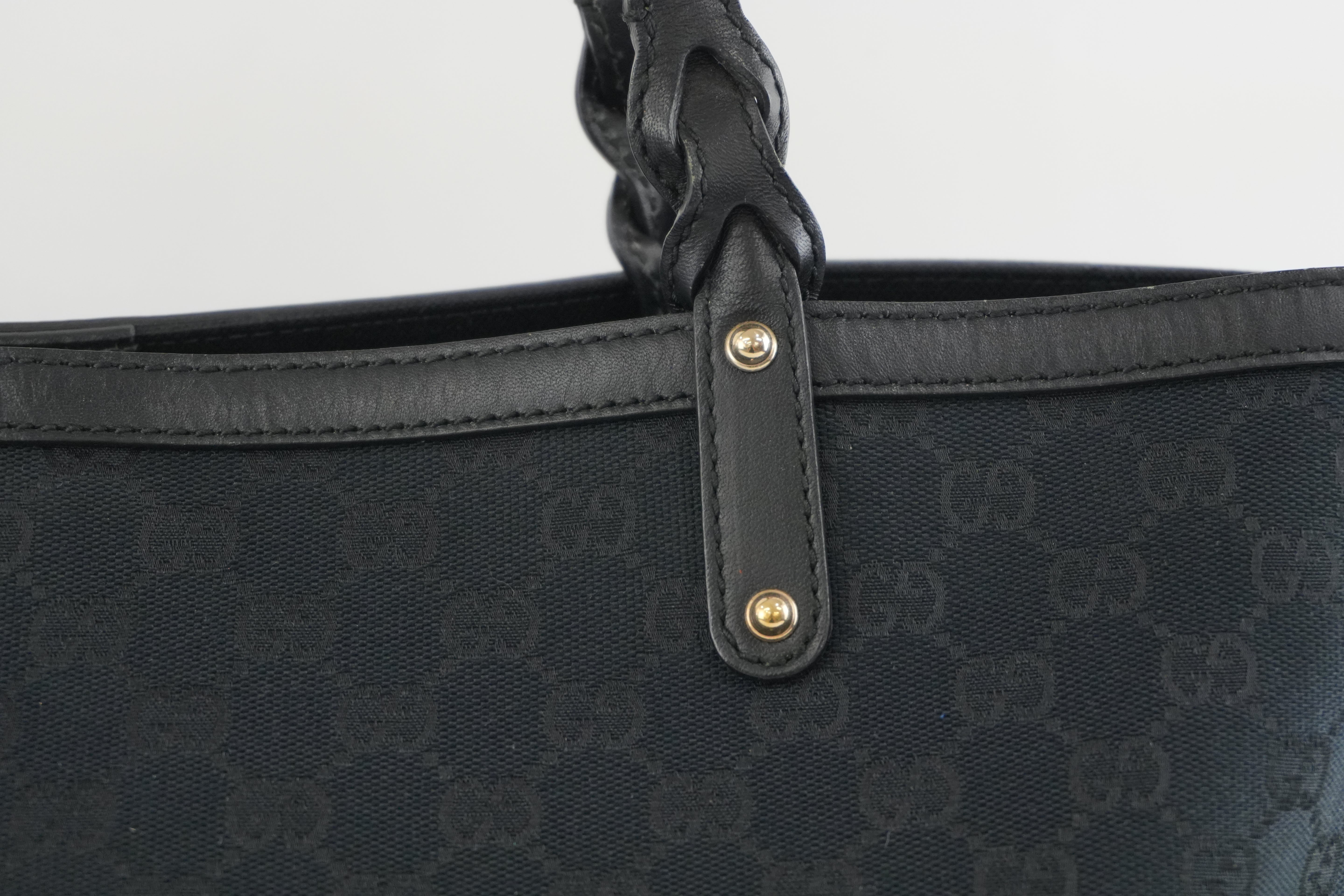 Gucci Canvas Tote Bag Black Used