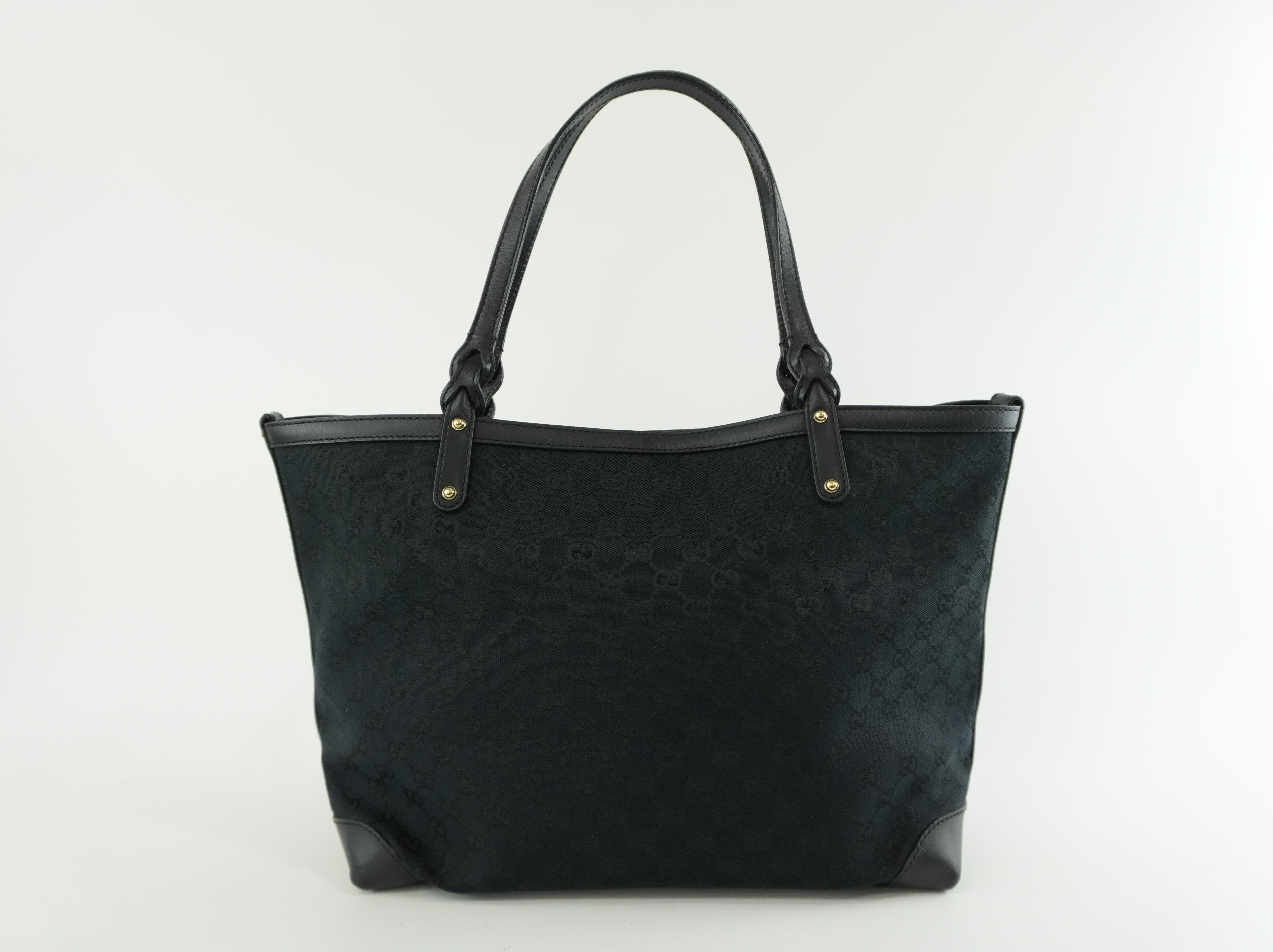 Gucci Canvas Tote Bag Black Used