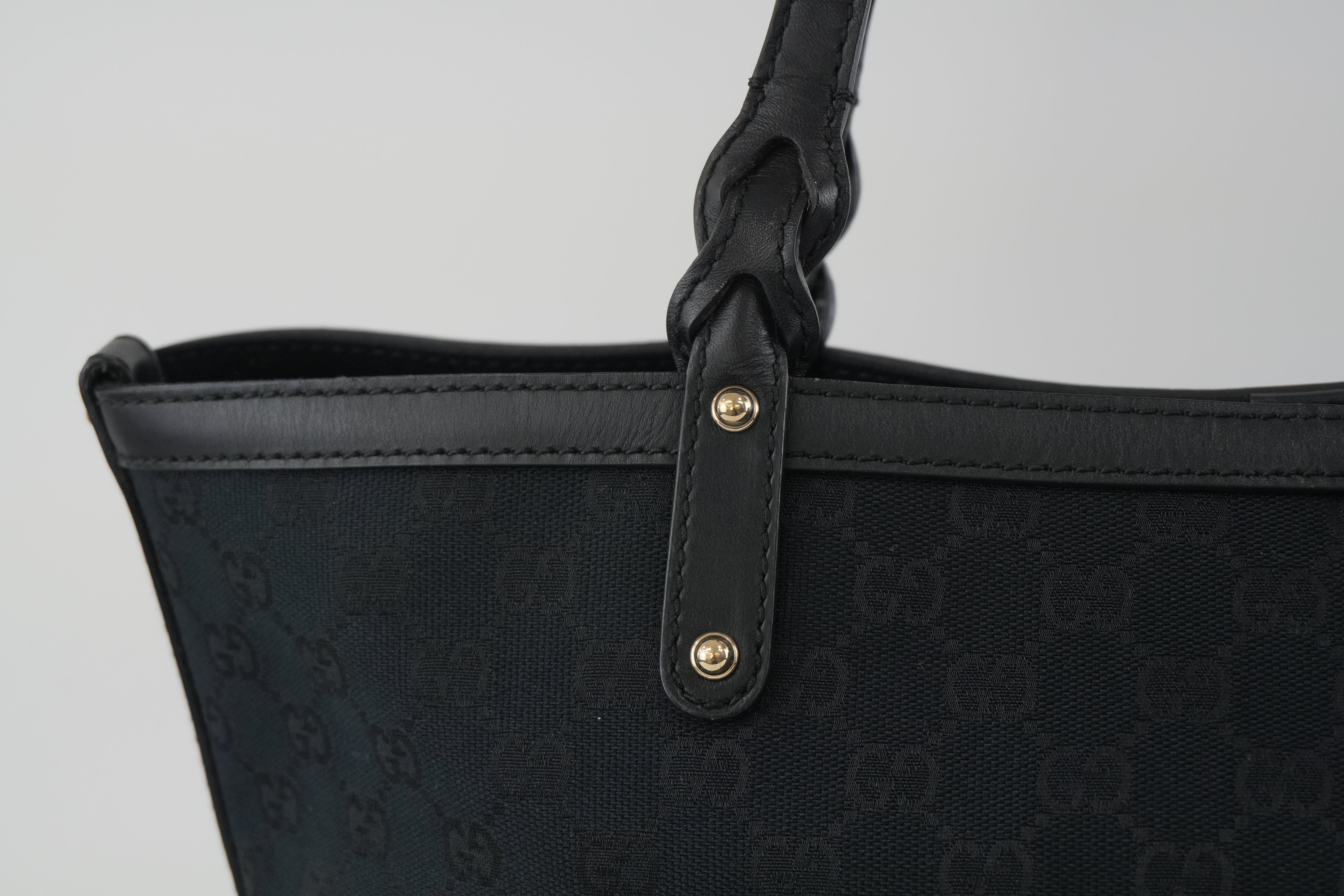 Gucci Canvas Tote Bag Black Used