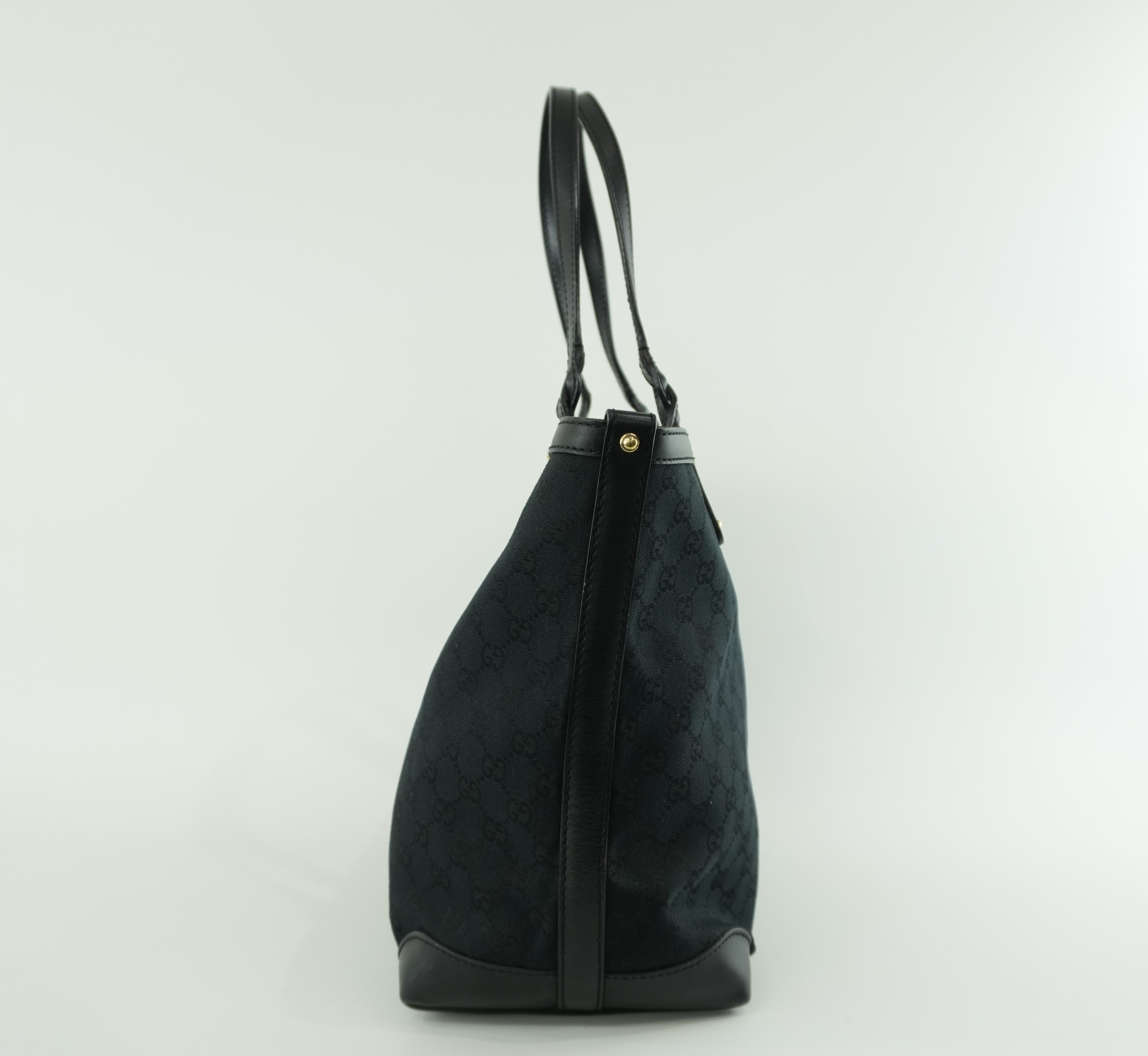 Gucci Canvas Tote Bag Black Used