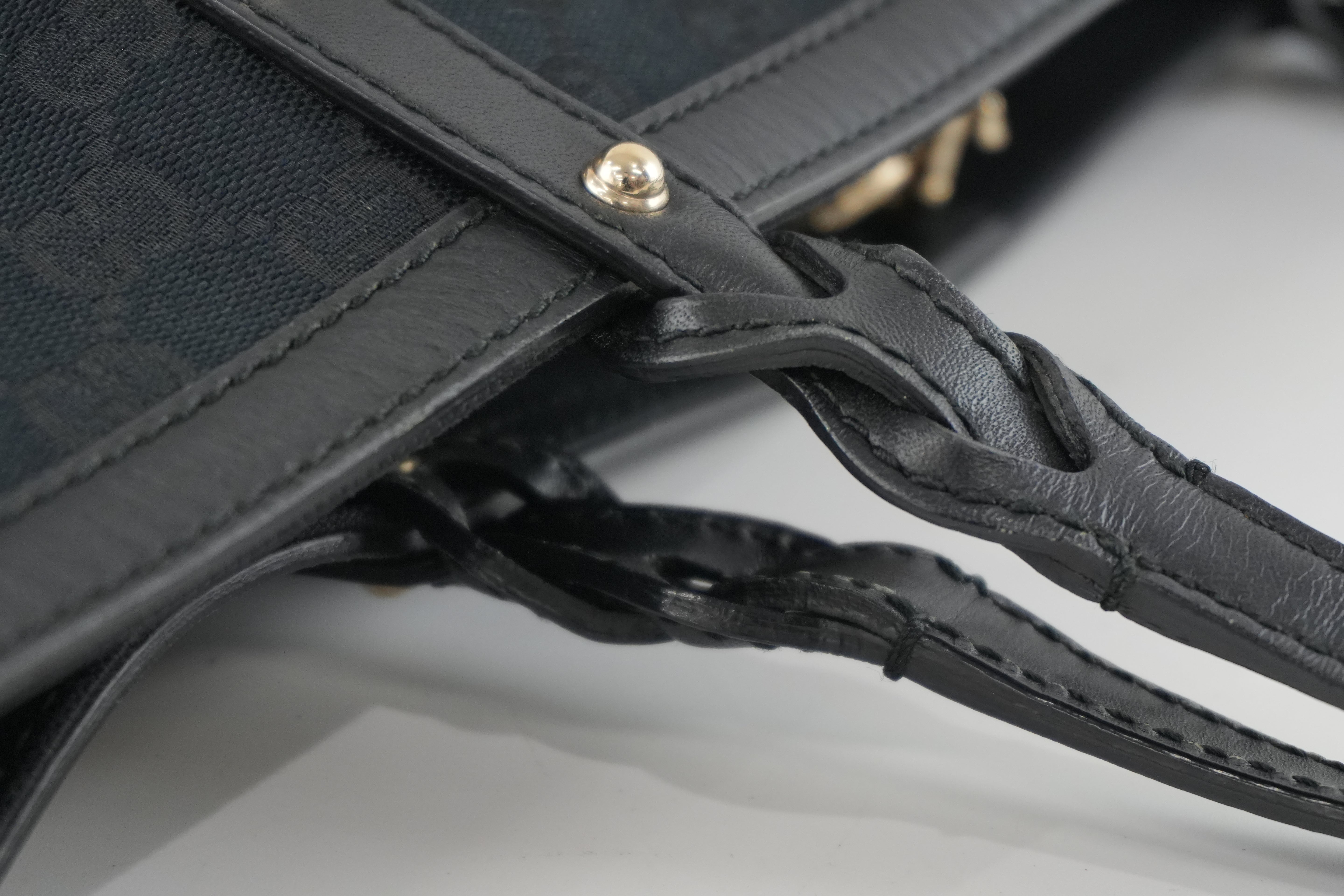 Gucci Canvas Tote Bag Black Used