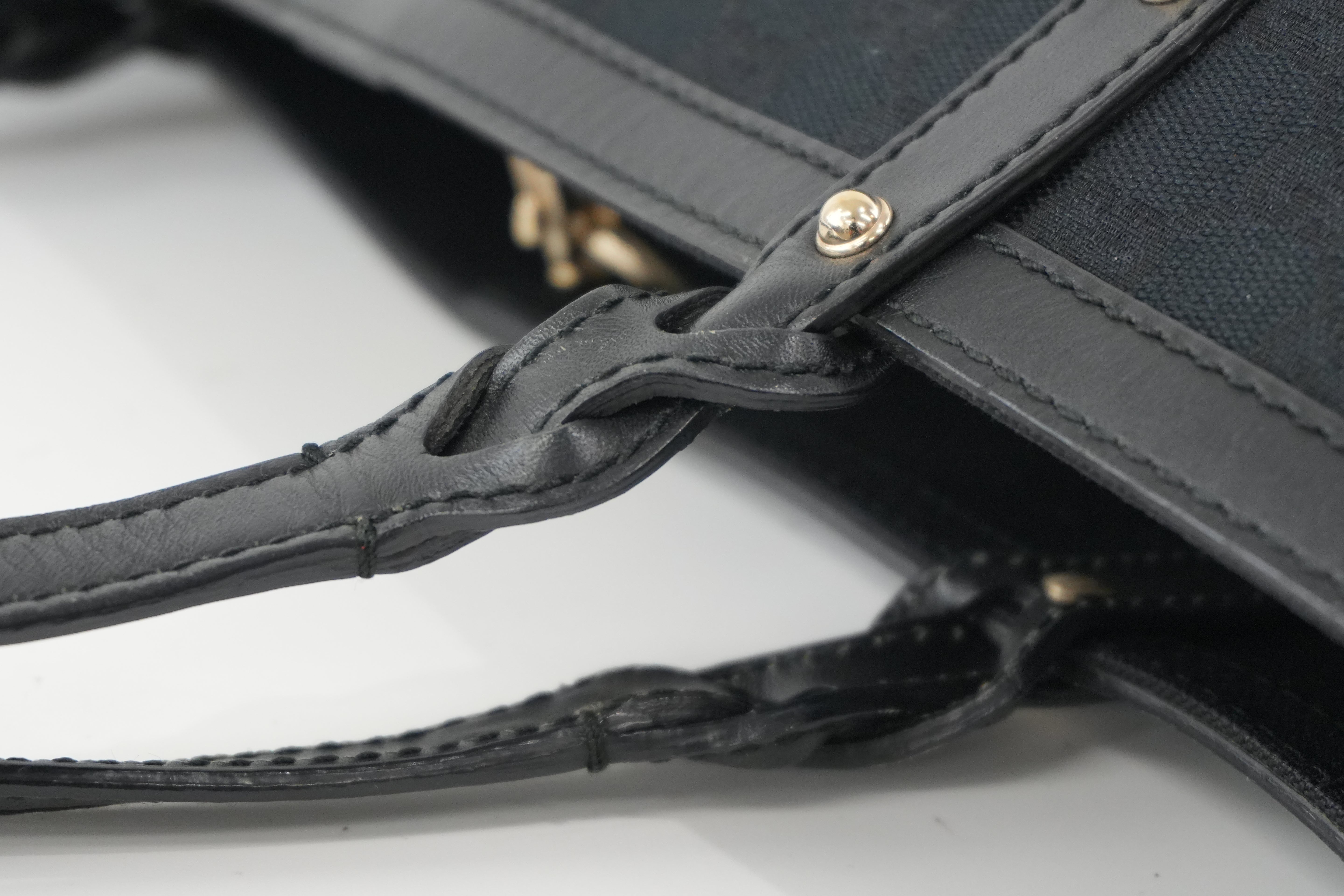Gucci Canvas Tote Bag Black Used