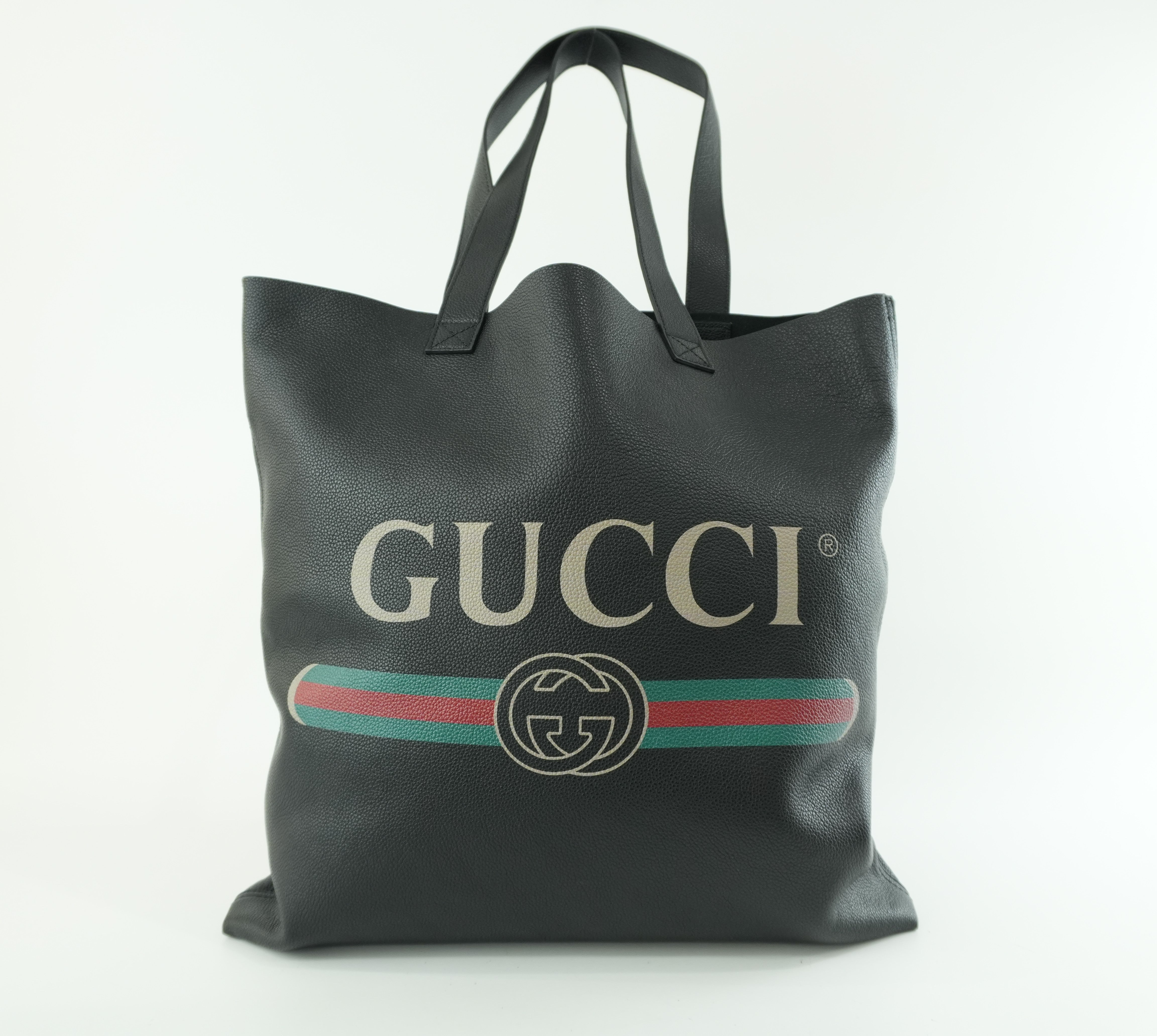 Gucci Canvas Tote Bag Black Used