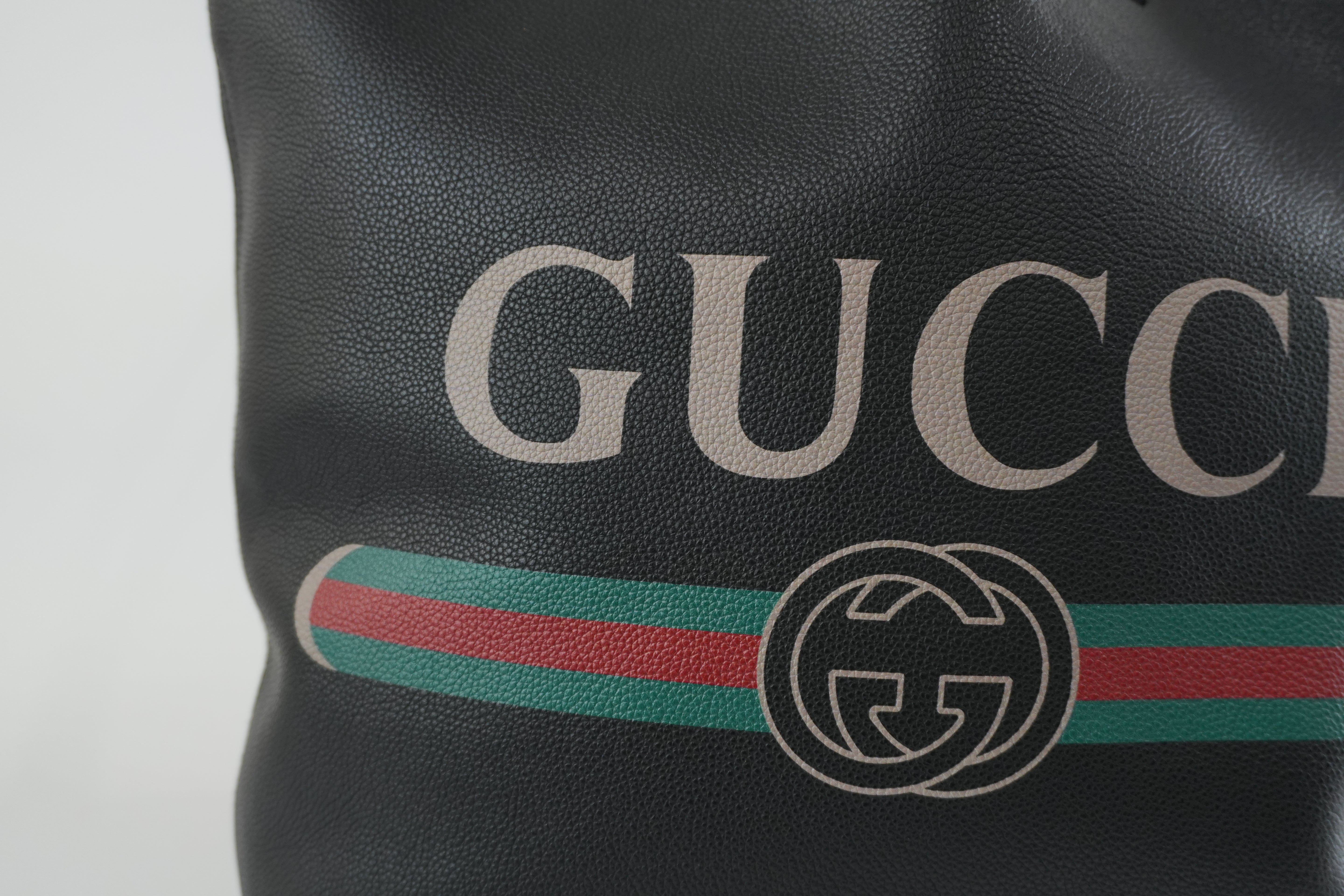 Gucci Canvas Tote Bag Black Used