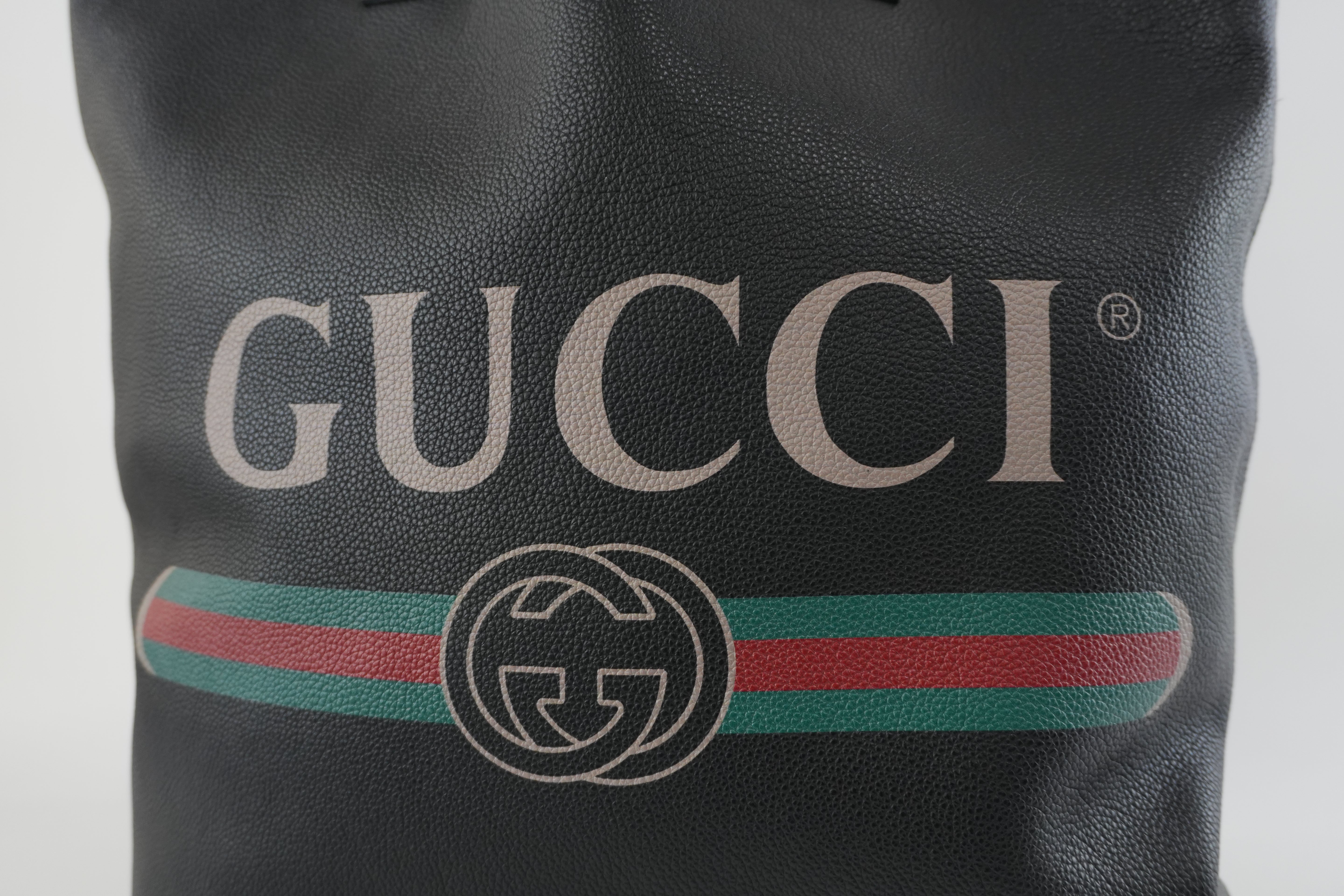 Gucci Canvas Tote Bag Black Used