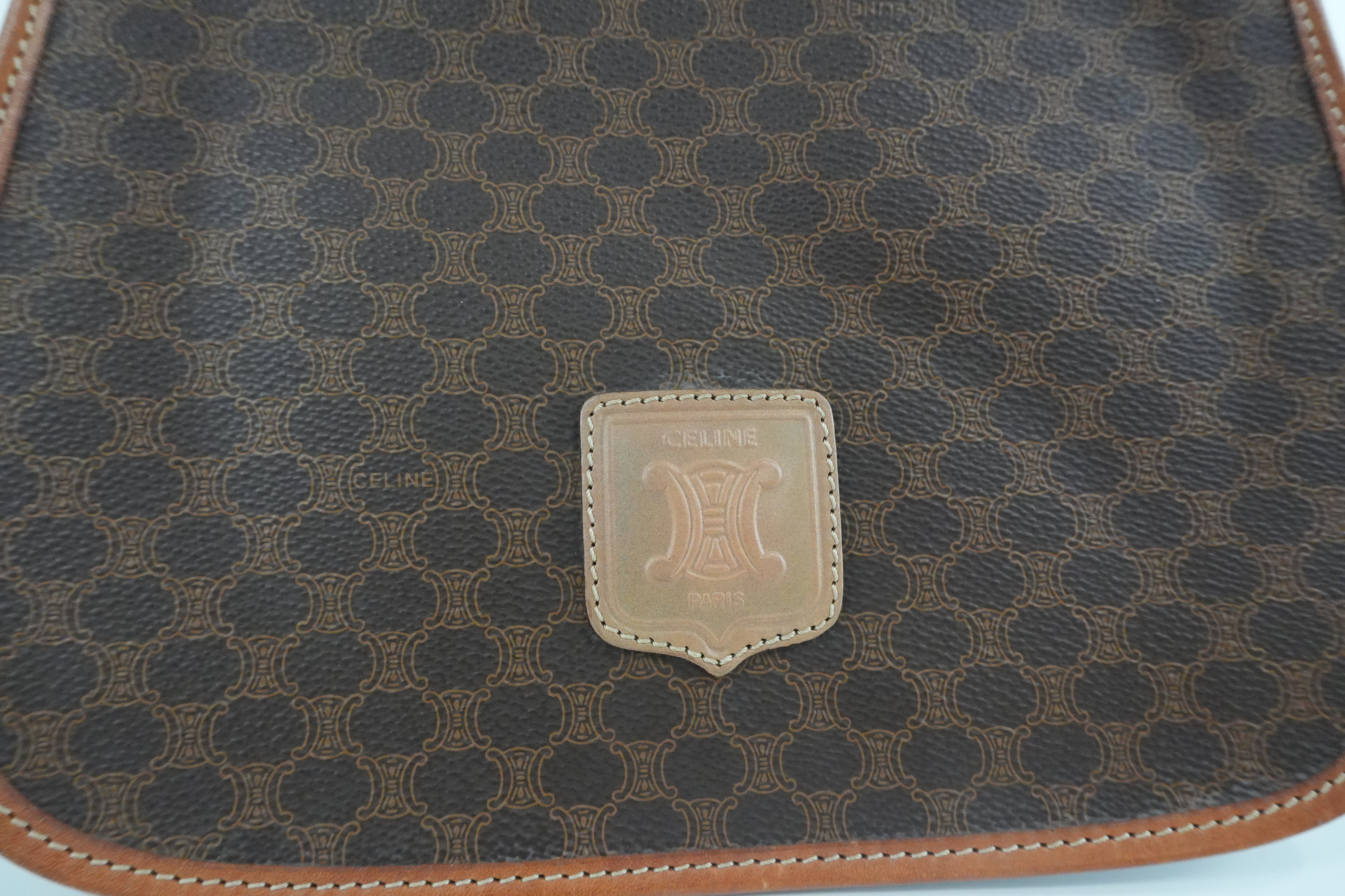Celine Macadam Crossbody Bag Brown Used