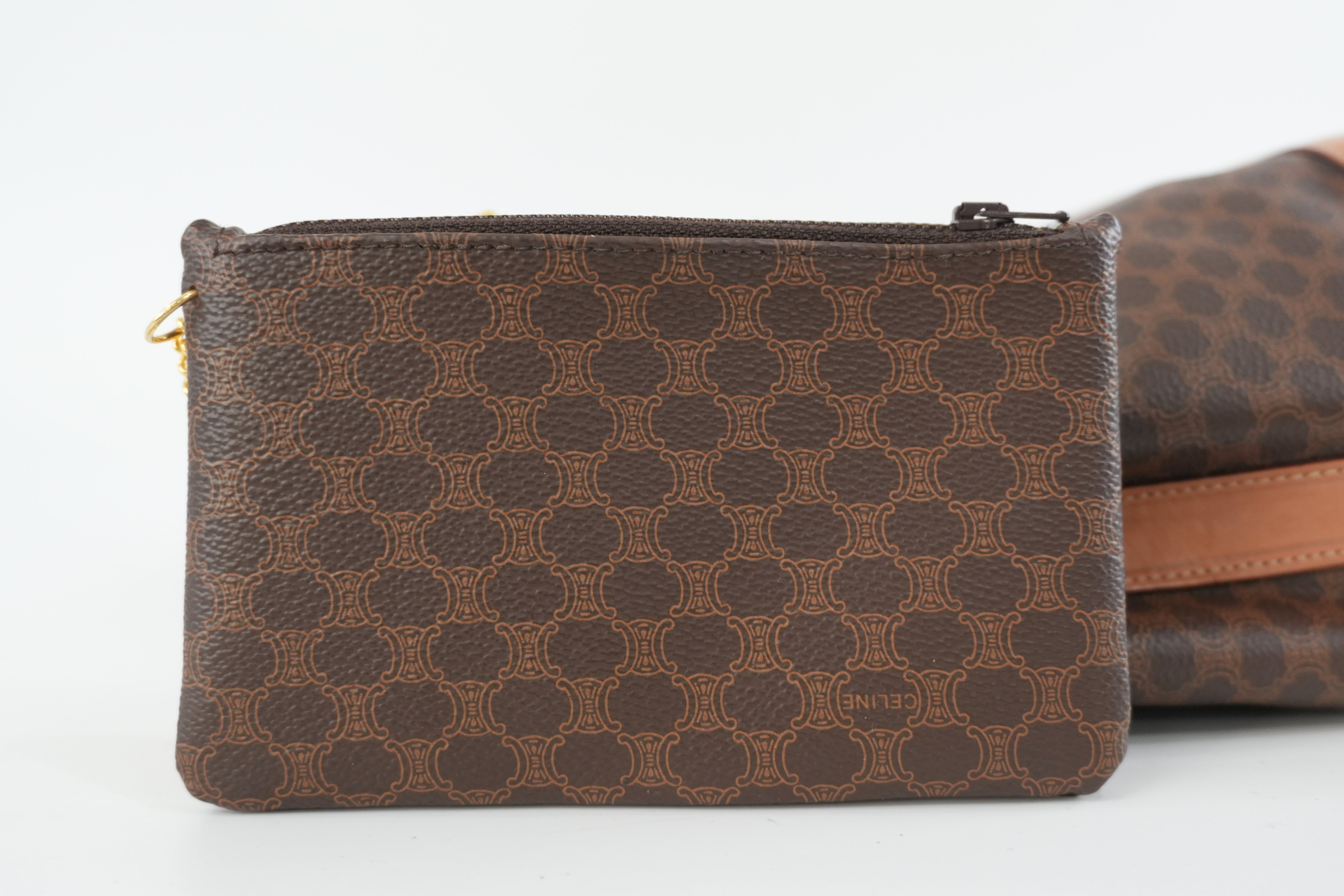 Celine Macadam Bucket Shoulder Bag Brown Used