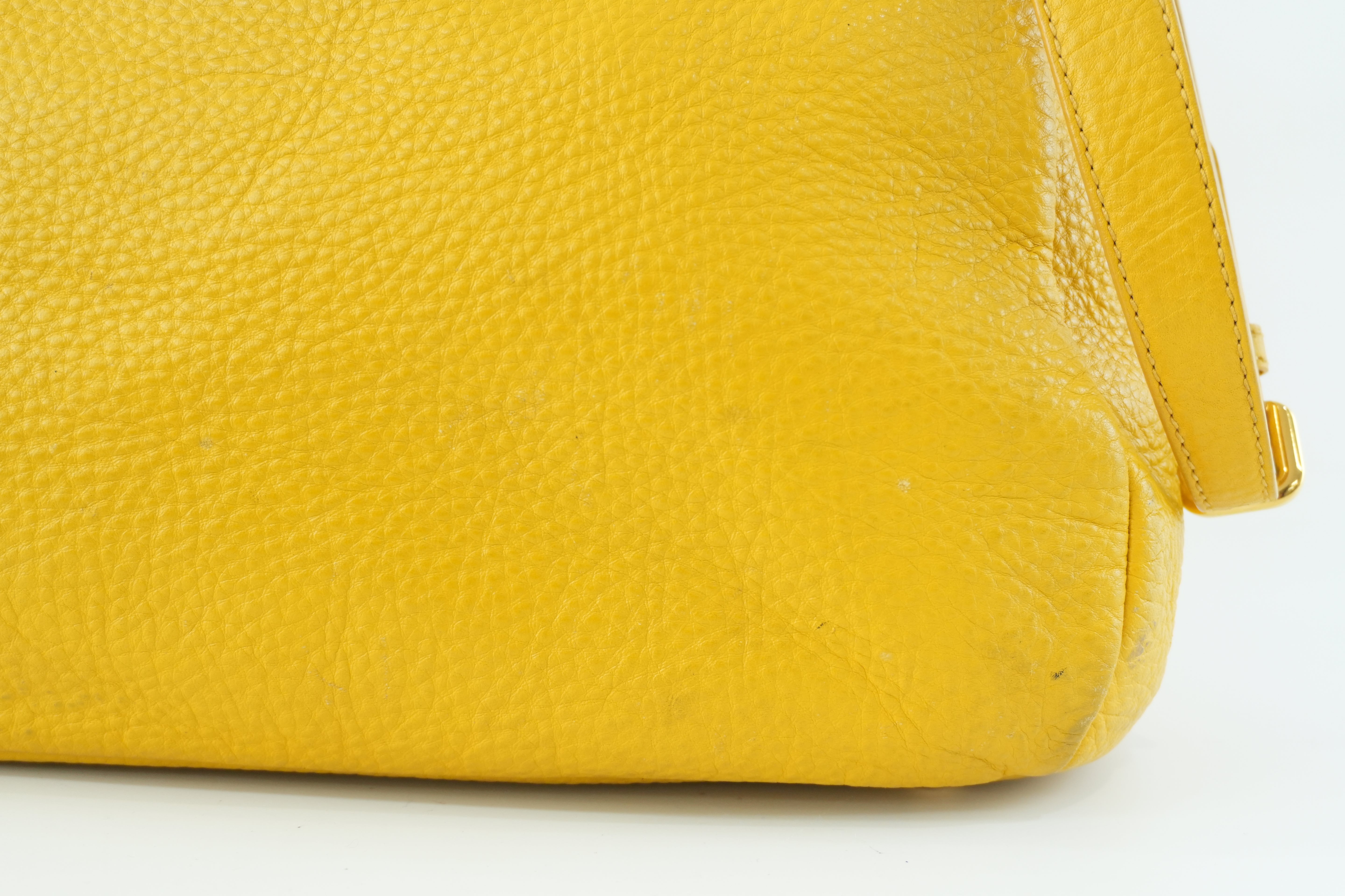 Prada Leather Two Way Shoulder Bag Yellow Used