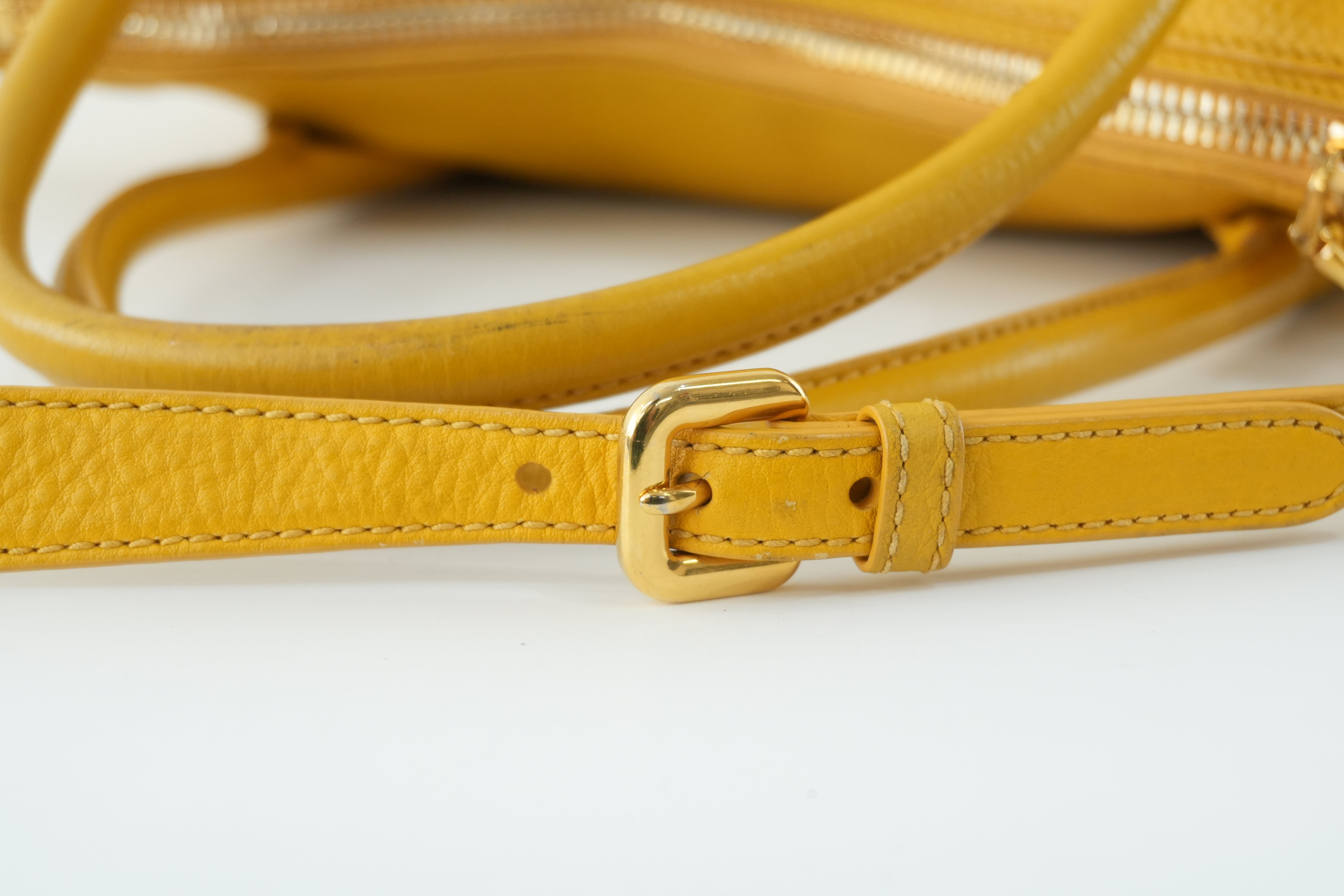 Prada Leather Two Way Shoulder Bag Yellow Used