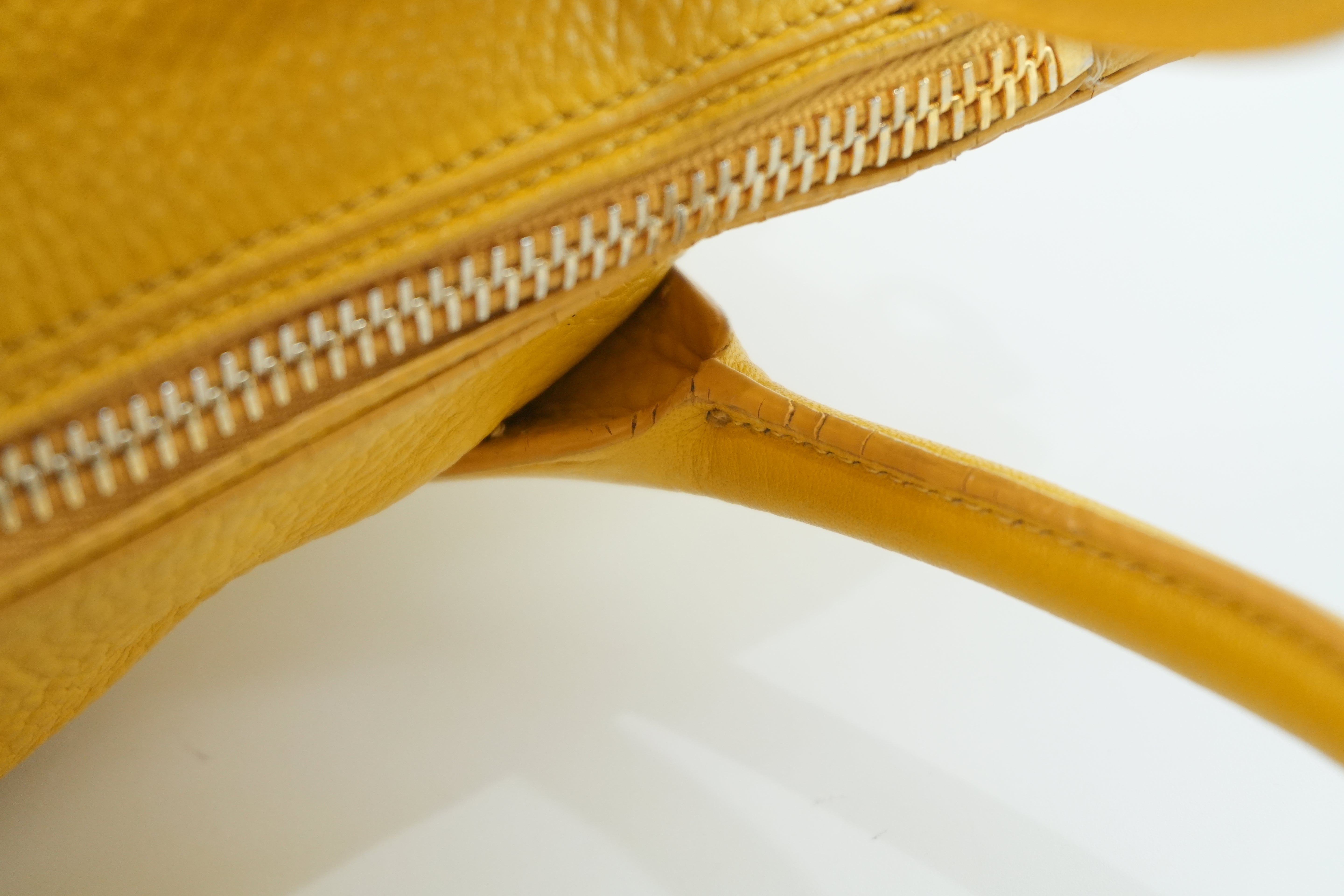 Prada Leather Two Way Shoulder Bag Yellow Used