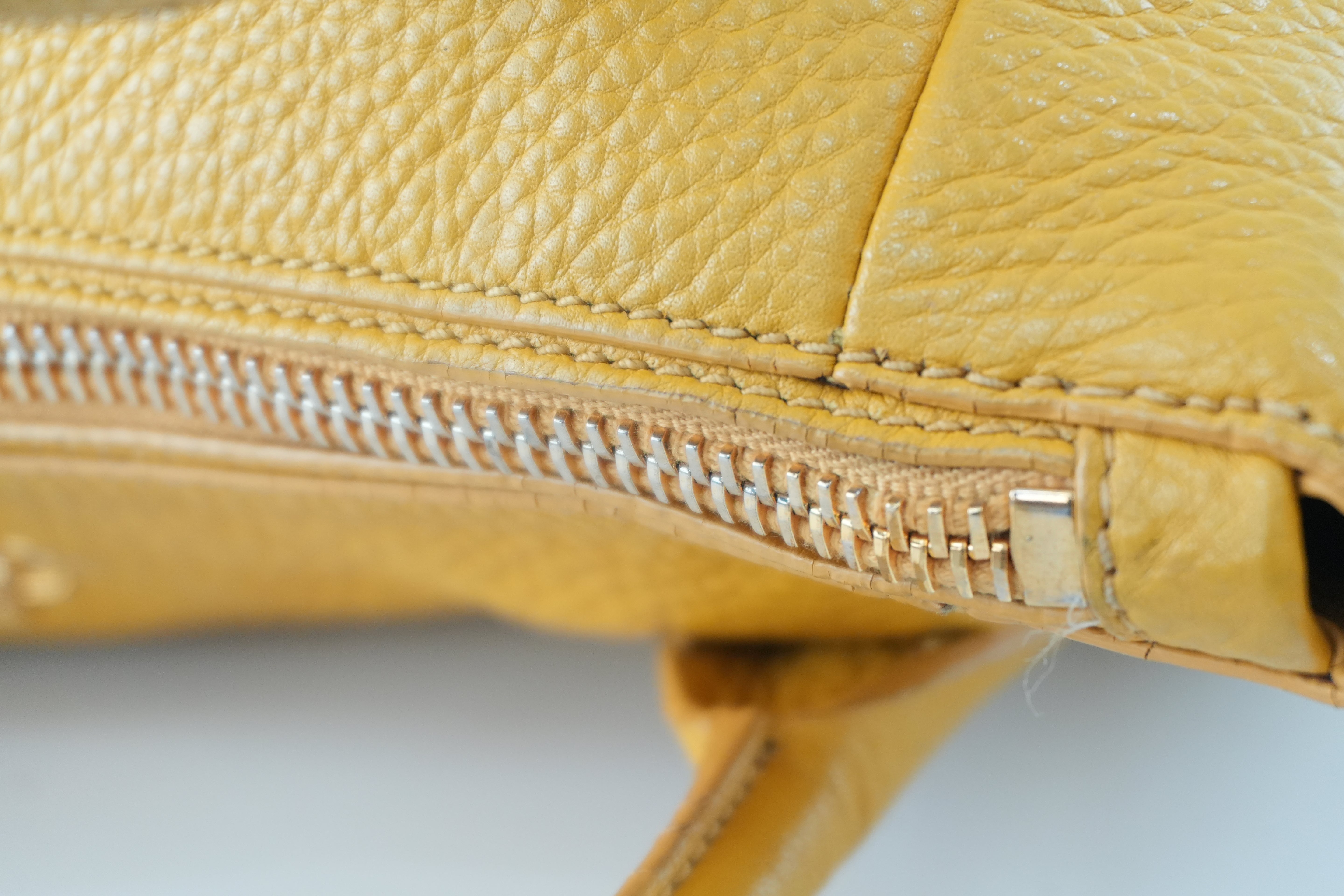 Prada Leather Two Way Shoulder Bag Yellow Used