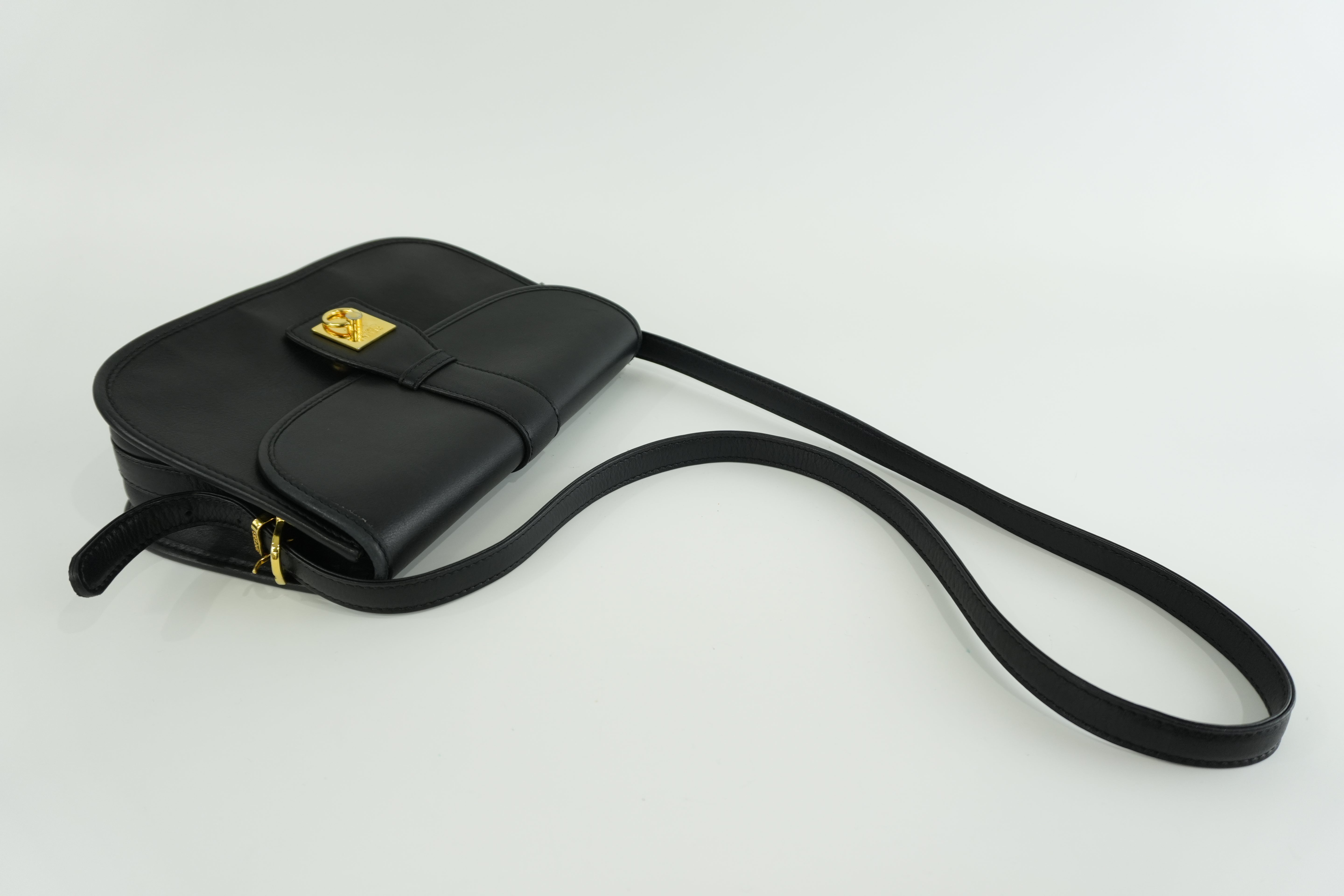 Celine Shoulder Bag Black Leather Used