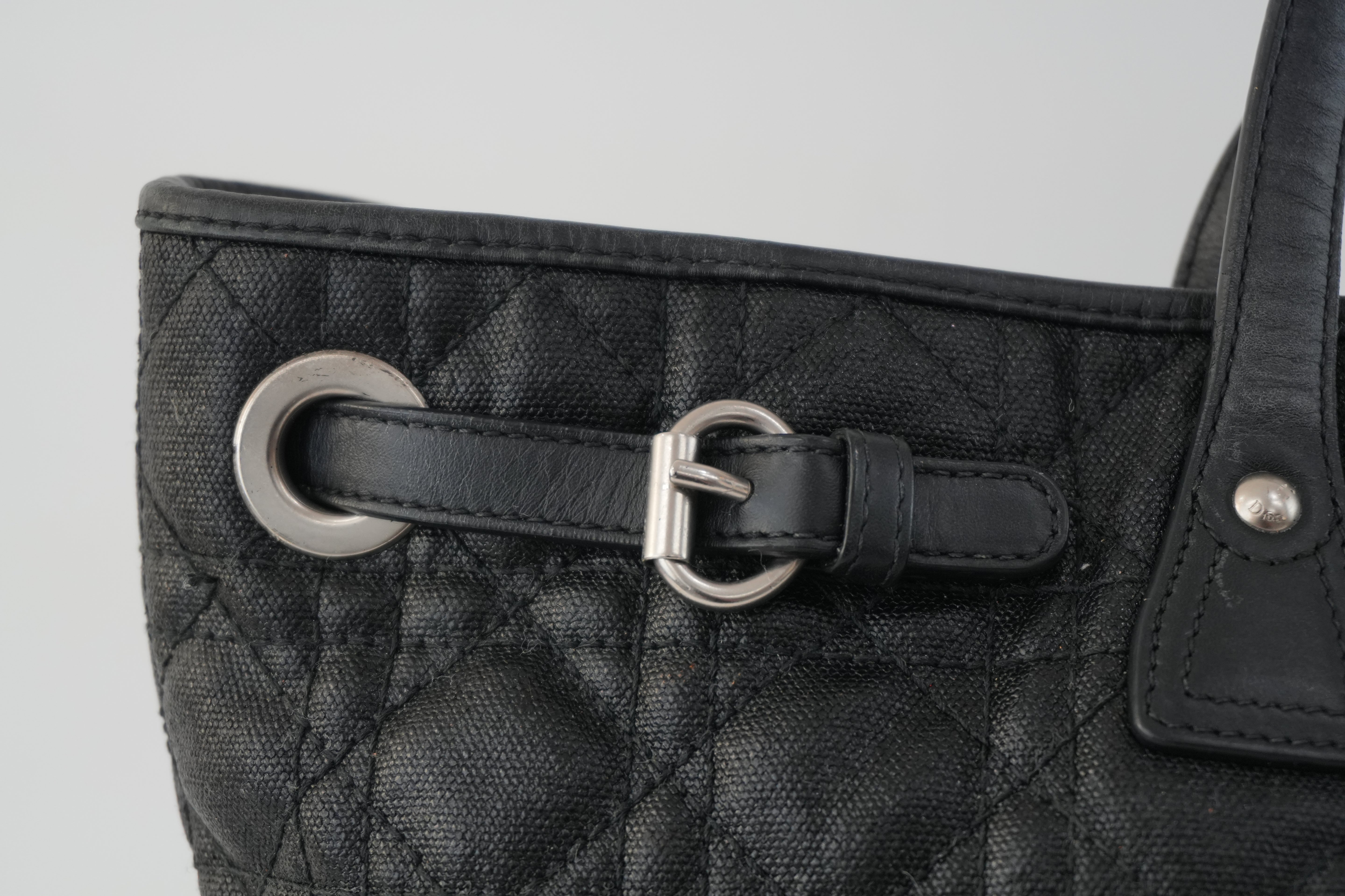 Christian Dior Nylon Panarea Tote Bag Black Used