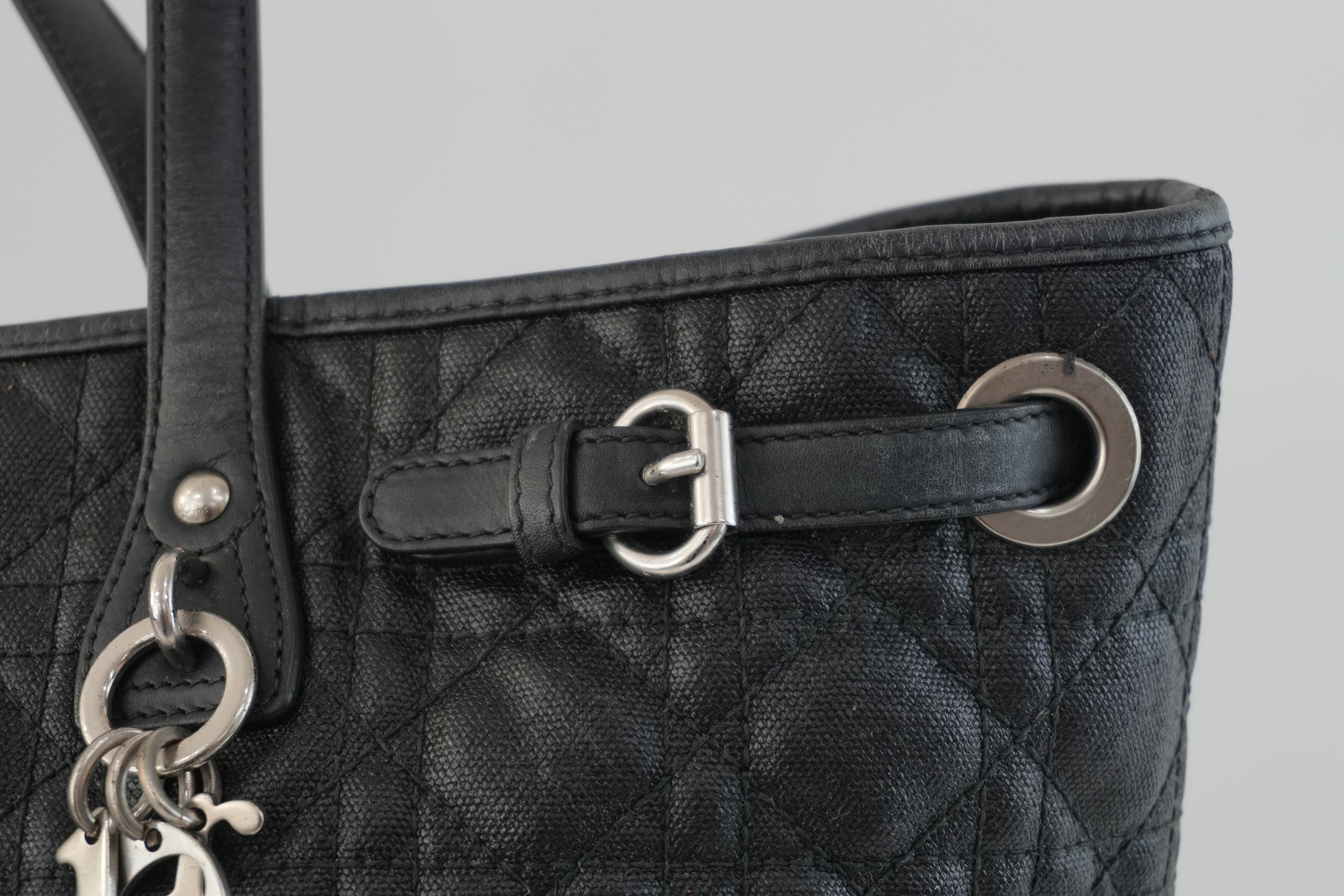 Christian Dior Nylon Panarea Tote Bag Black Used