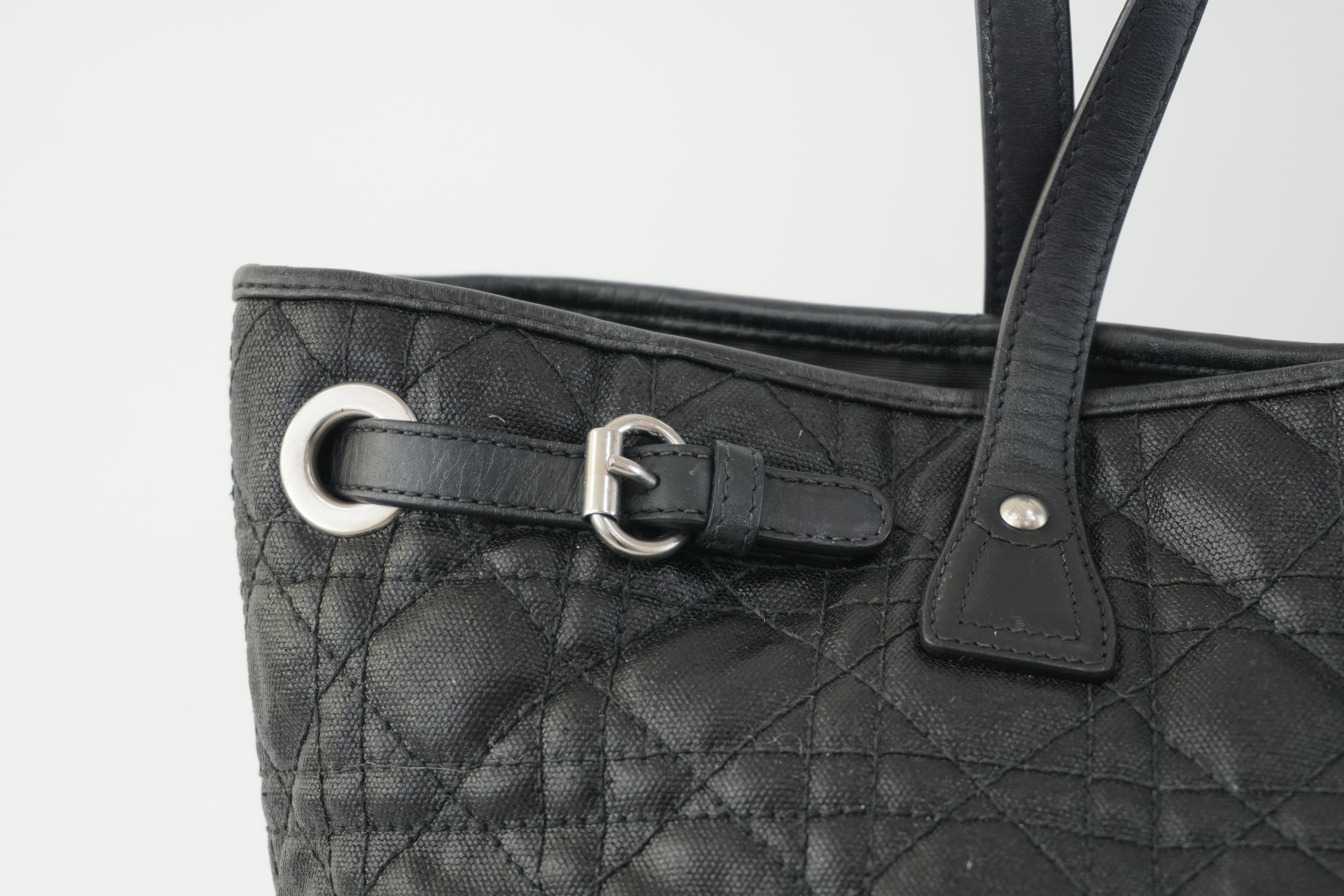Christian Dior Nylon Panarea Tote Bag Black Used