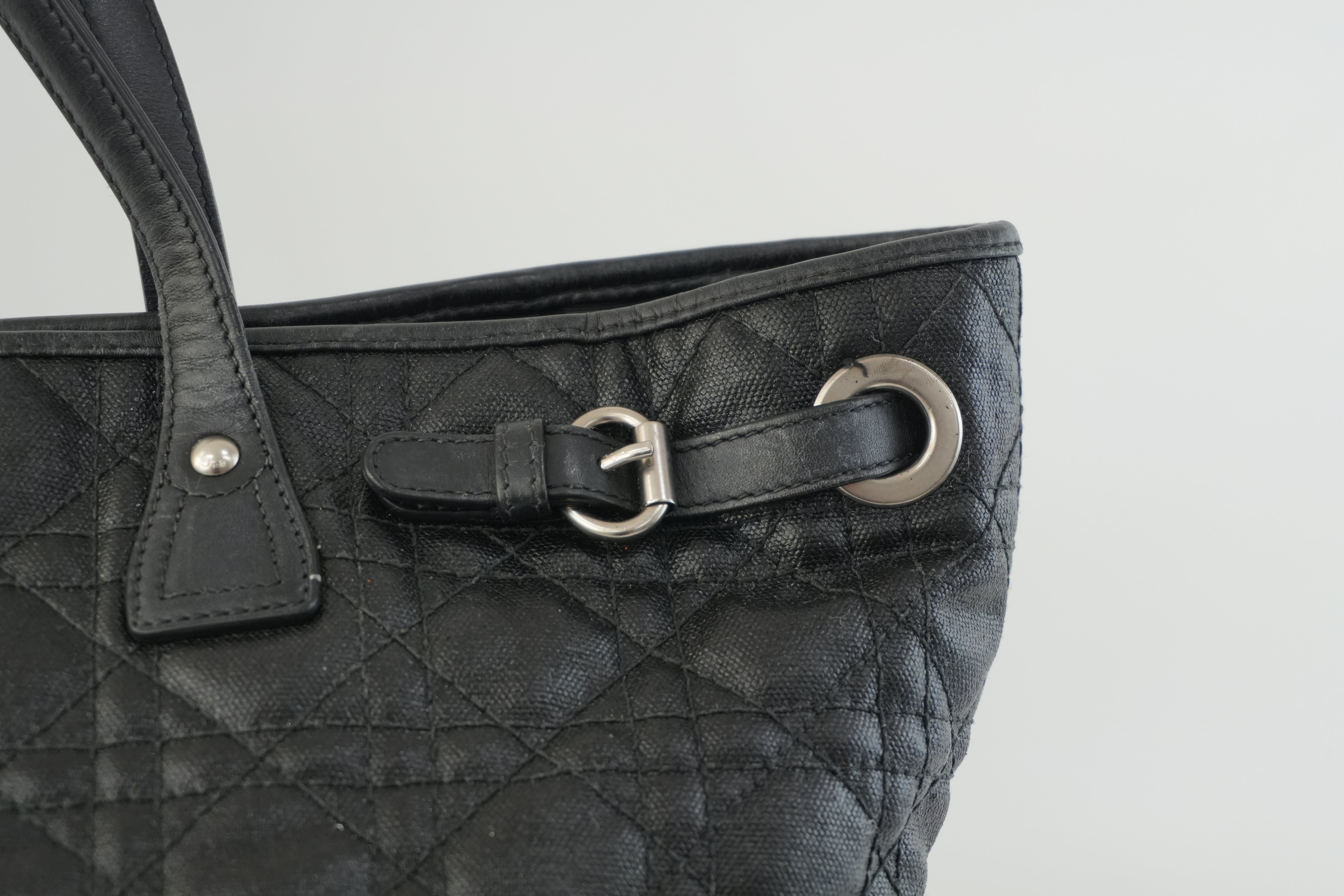 Christian Dior Nylon Panarea Tote Bag Black Used