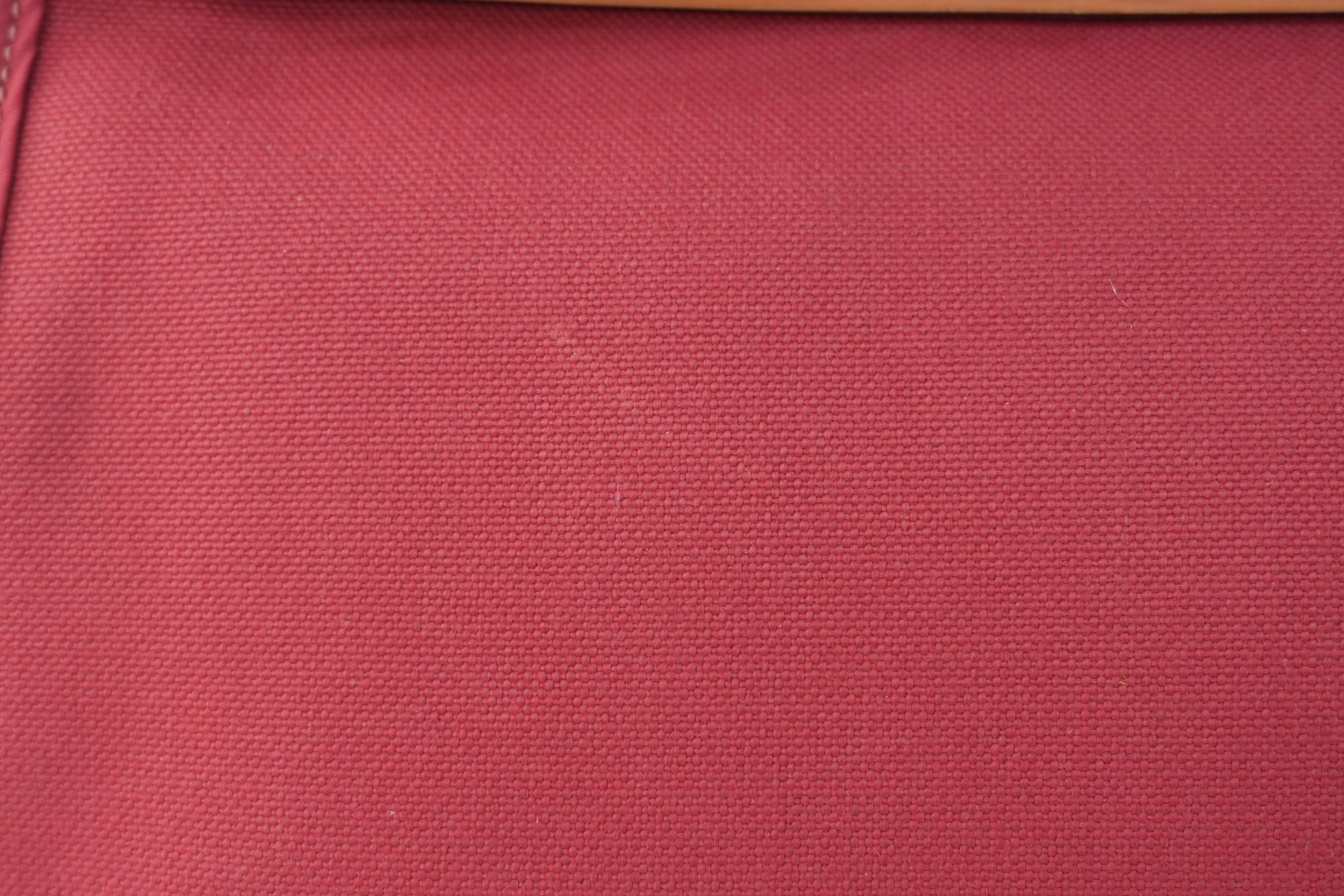 Hermes Canvas Herzip Tote Bag Red Orange Used