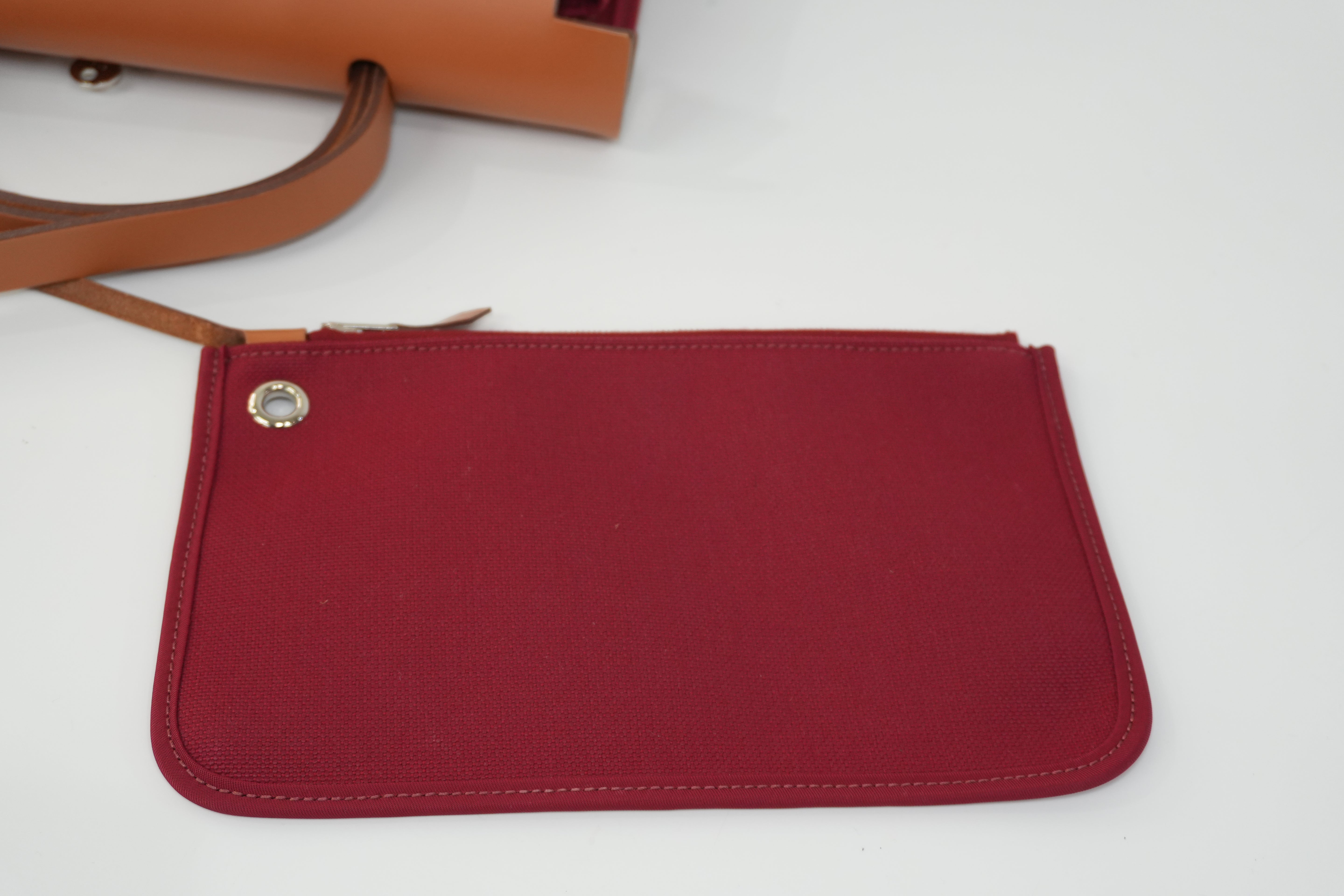 Hermes Canvas Herzip Tote Bag Red Orange Used