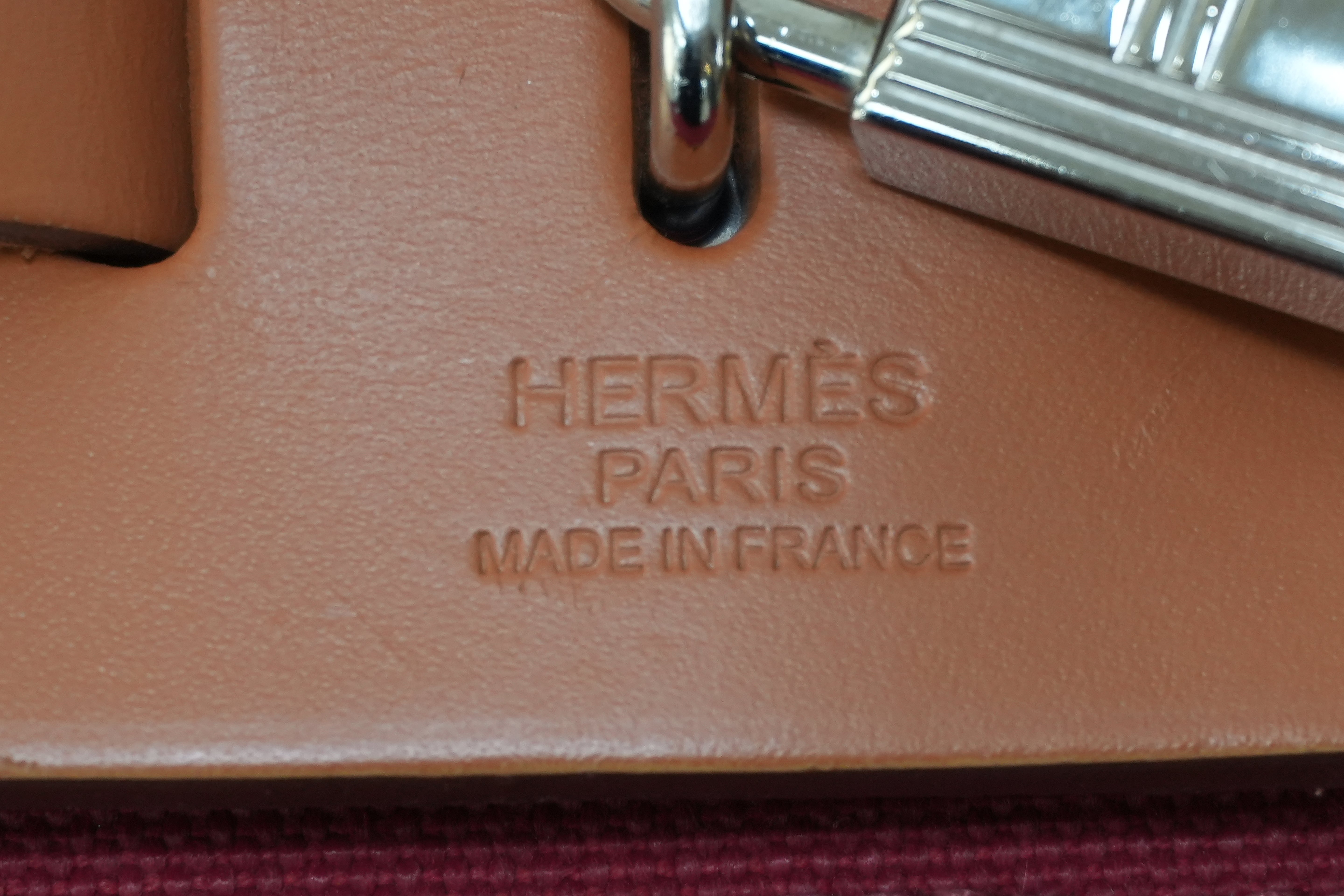 Hermes Canvas Herzip Tote Bag Red Orange Used