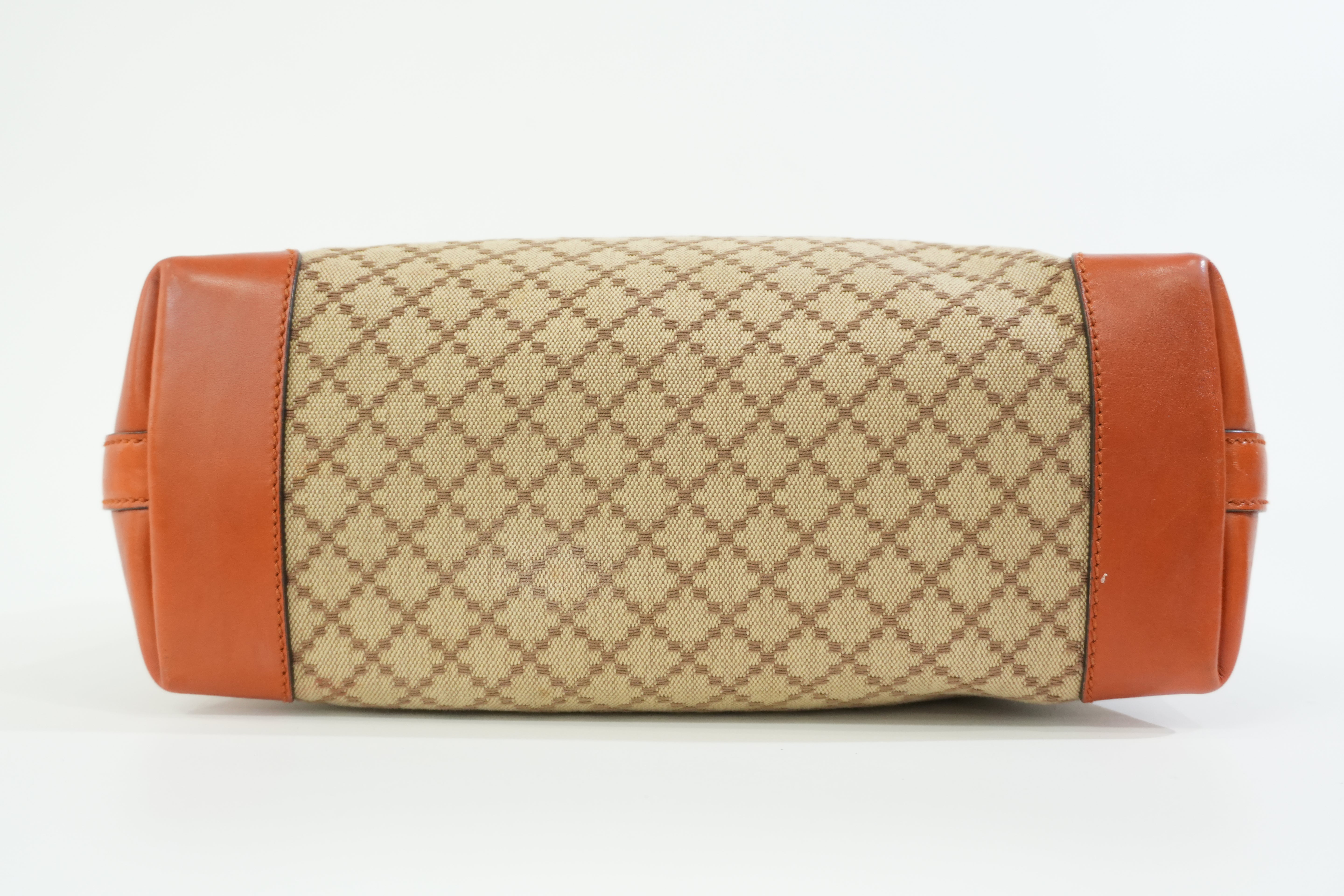 Gucci Fabric Canvas Diamond Tote Bag with Pouch Orange Used