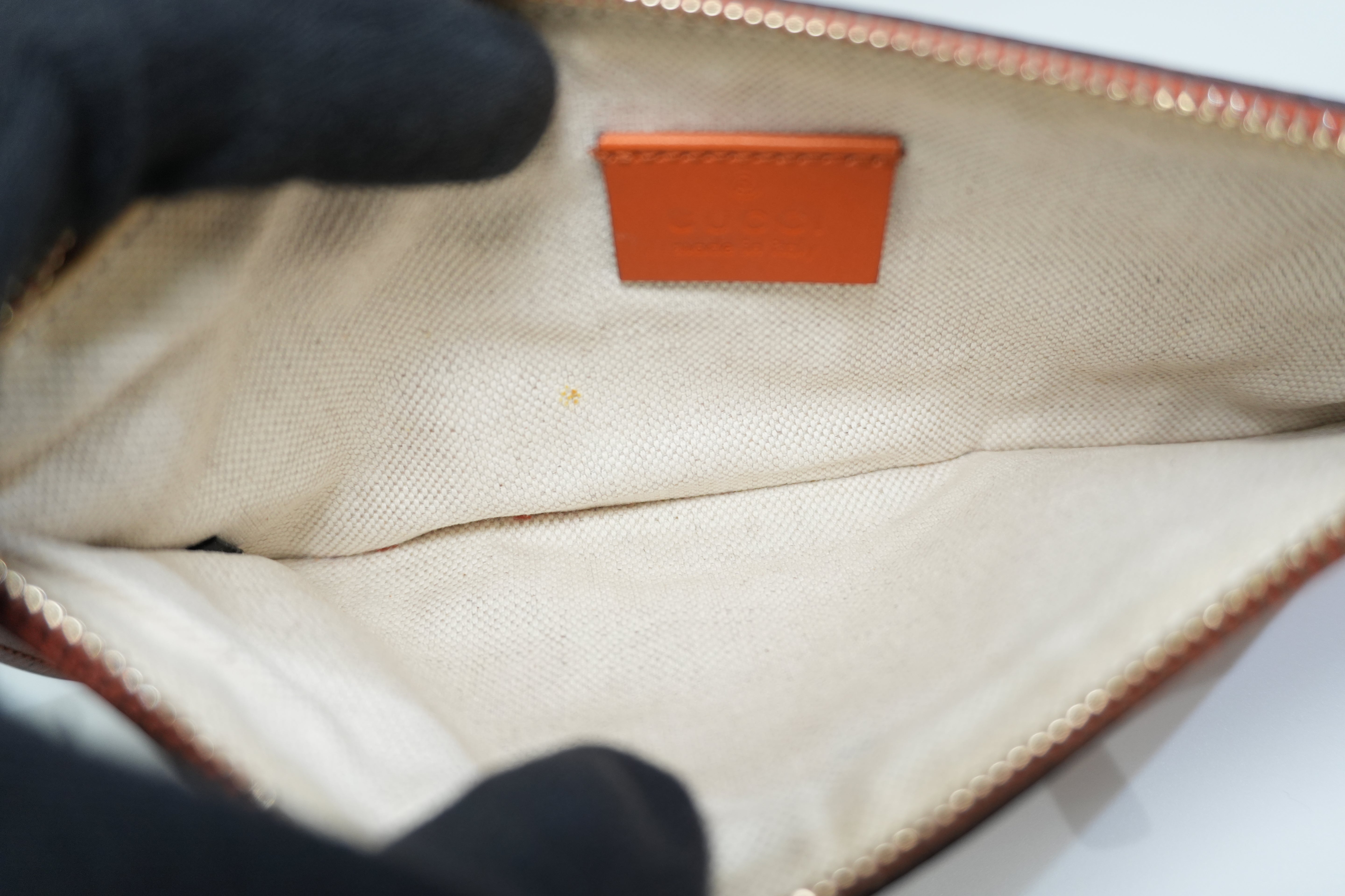 Gucci Fabric Canvas Diamond Tote Bag with Pouch Orange Used