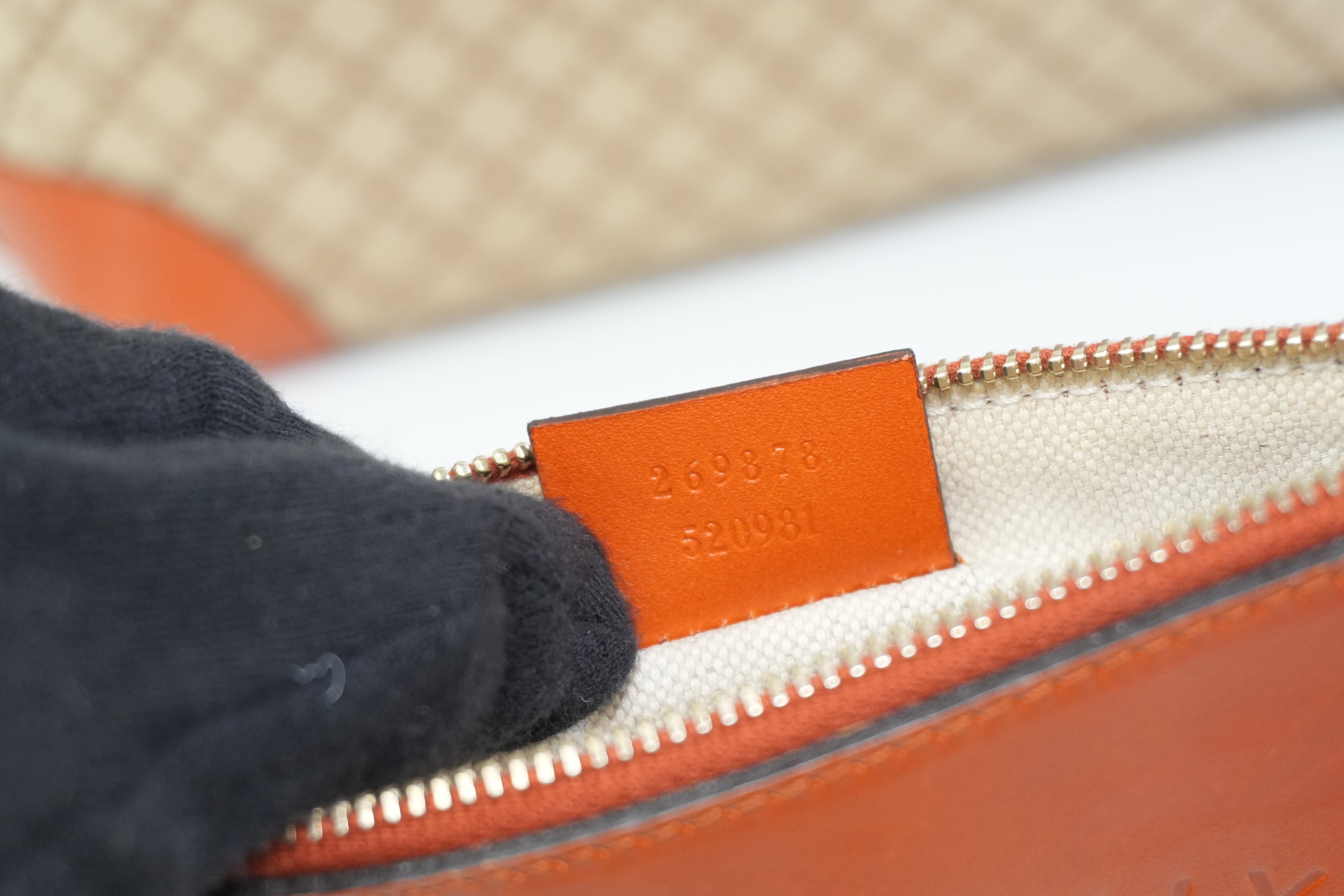 Gucci Fabric Canvas Diamond Tote Bag with Pouch Orange Used