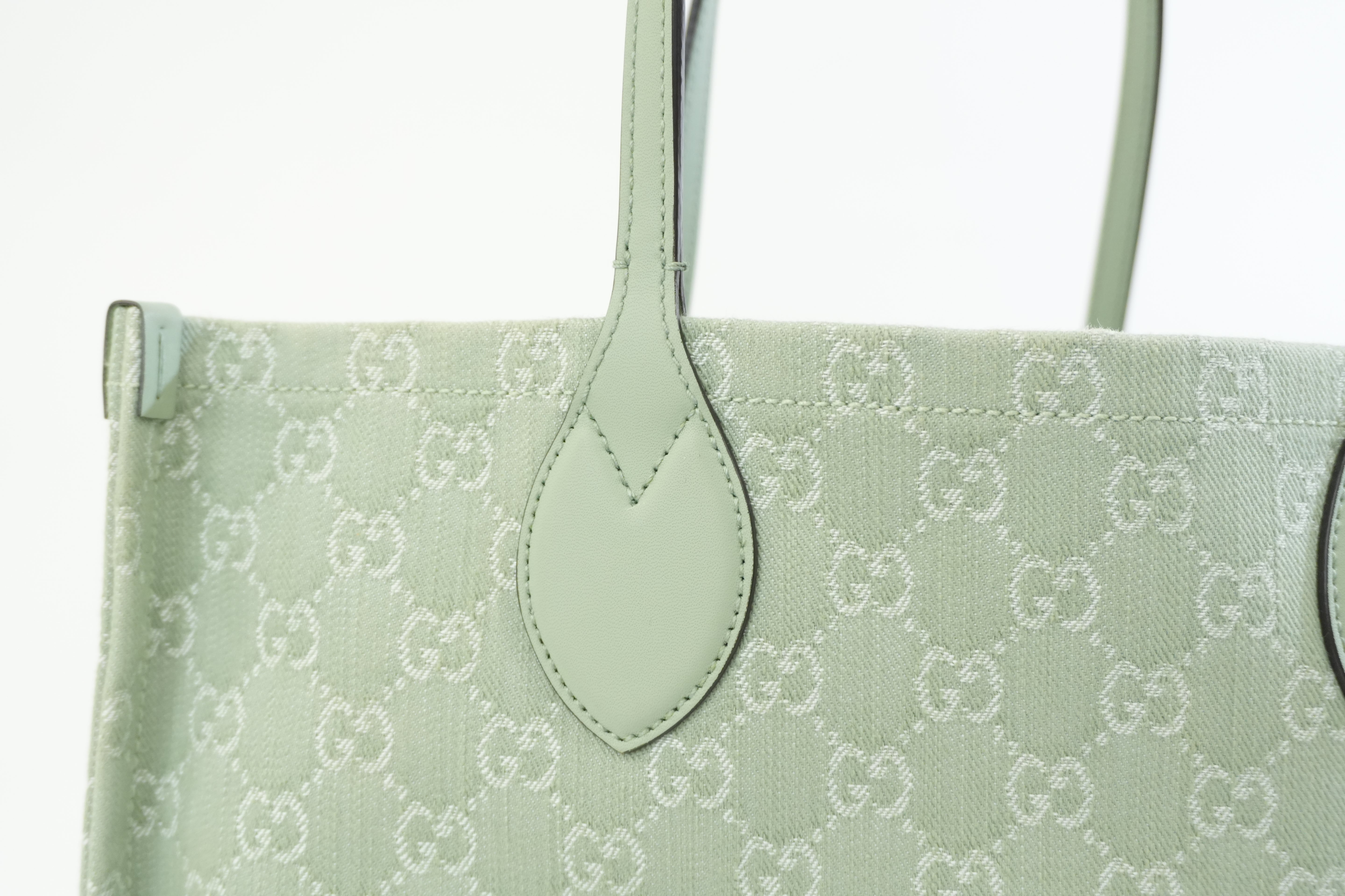 Pre-owned Gucci Large Ophidia GG Tote Bag Green Used