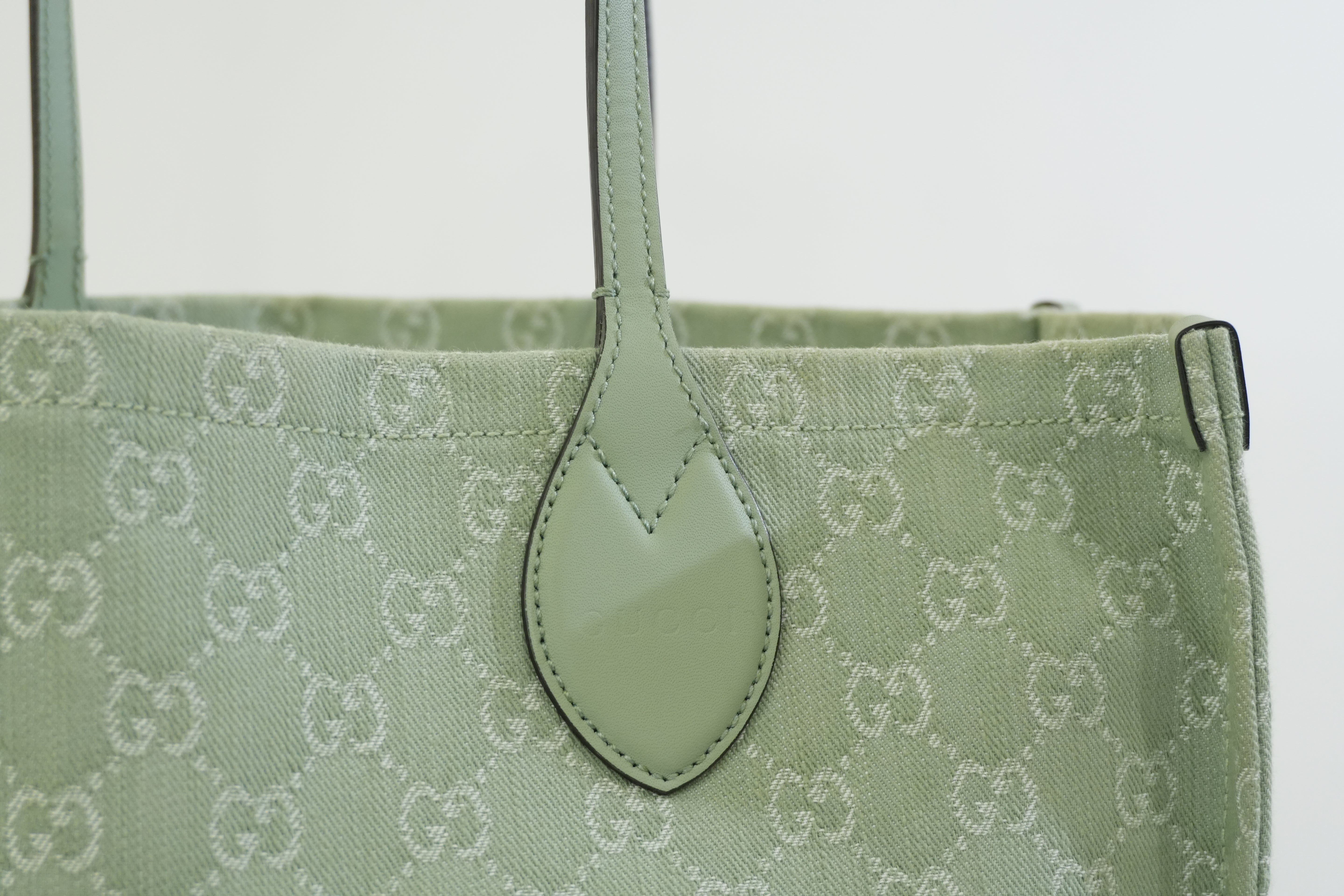 Pre-owned Gucci Large Ophidia GG Tote Bag Green Used
