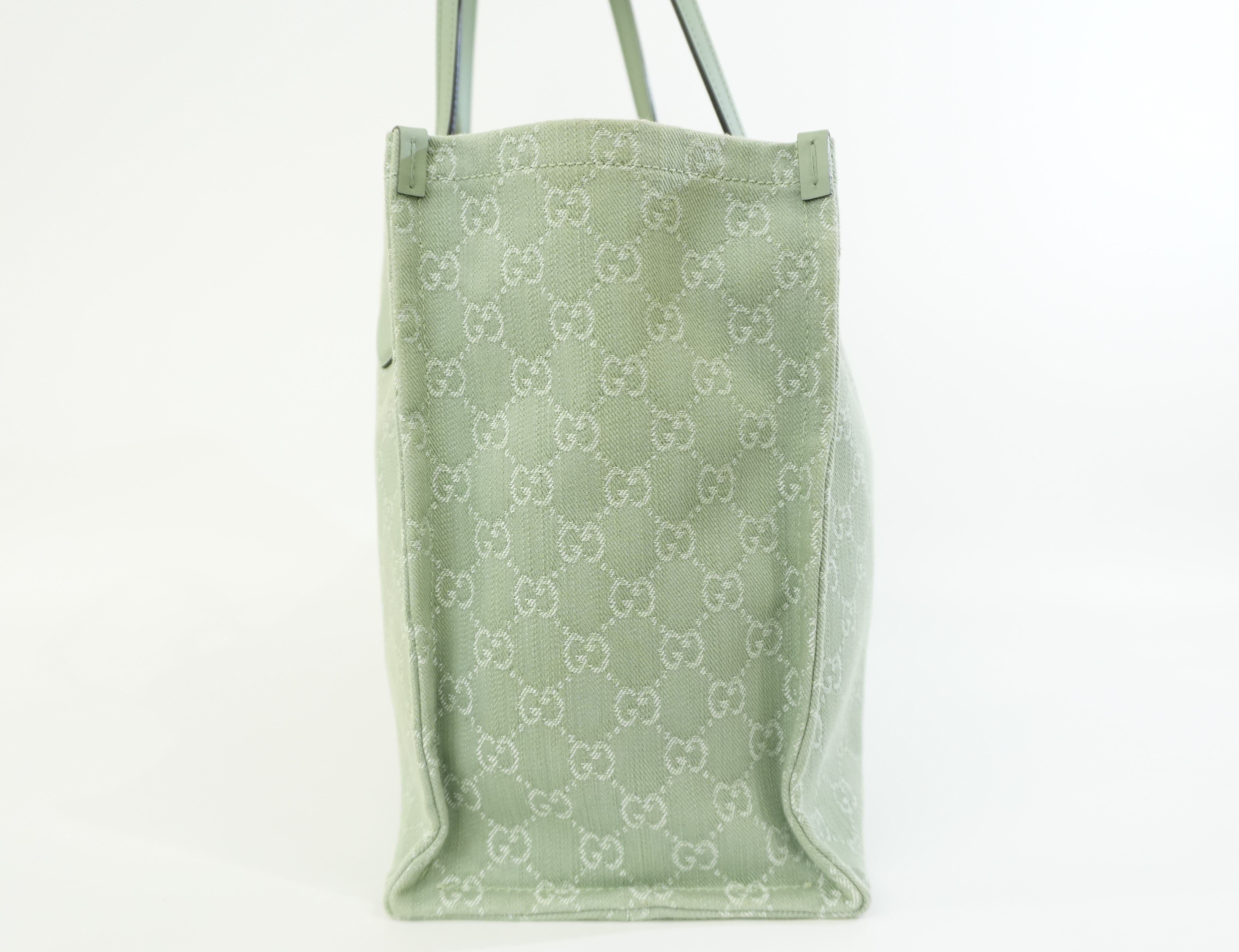 Pre-owned Gucci Large Ophidia GG Tote Bag Green Used