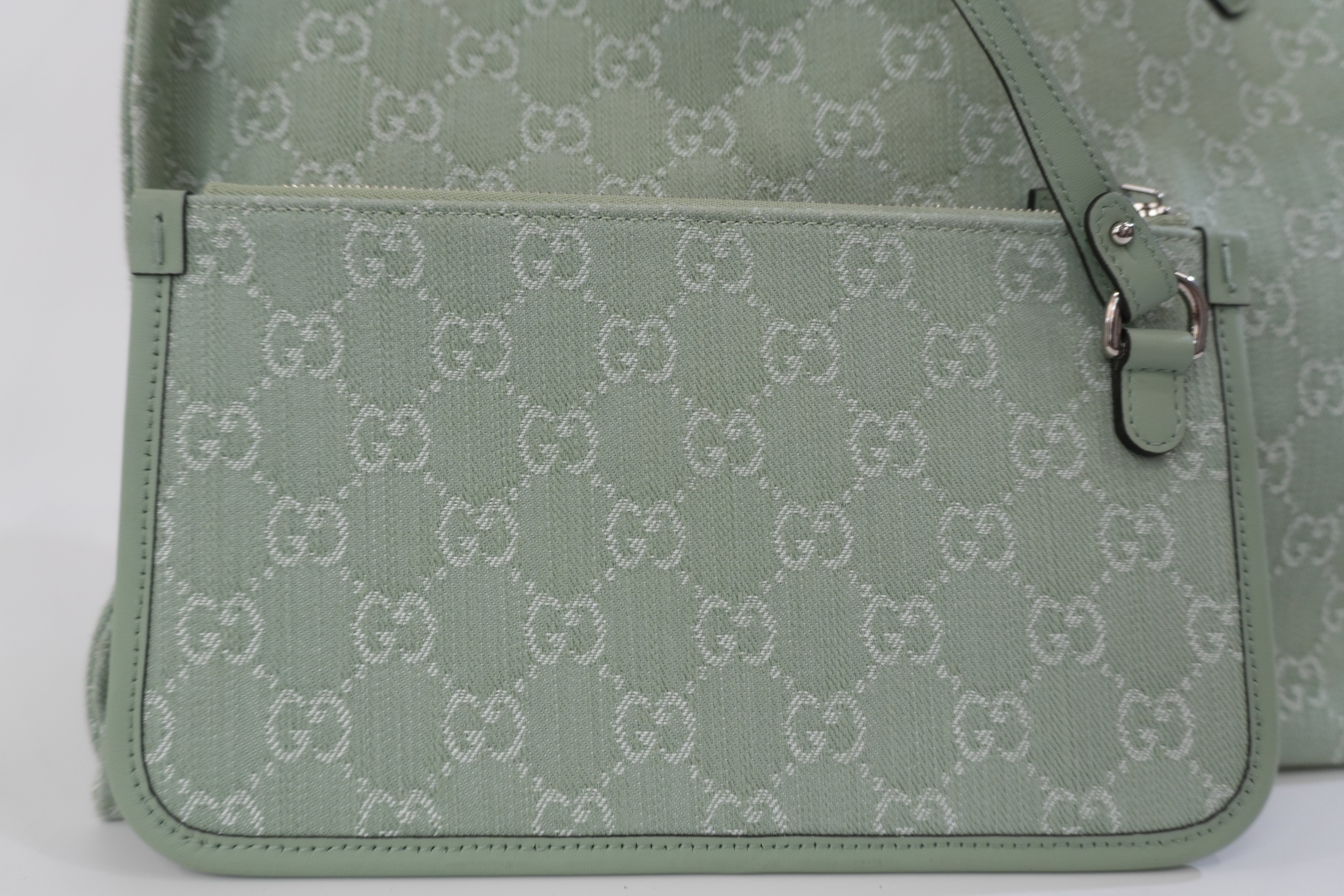 Pre-owned Gucci Large Ophidia GG Tote Bag Green Used