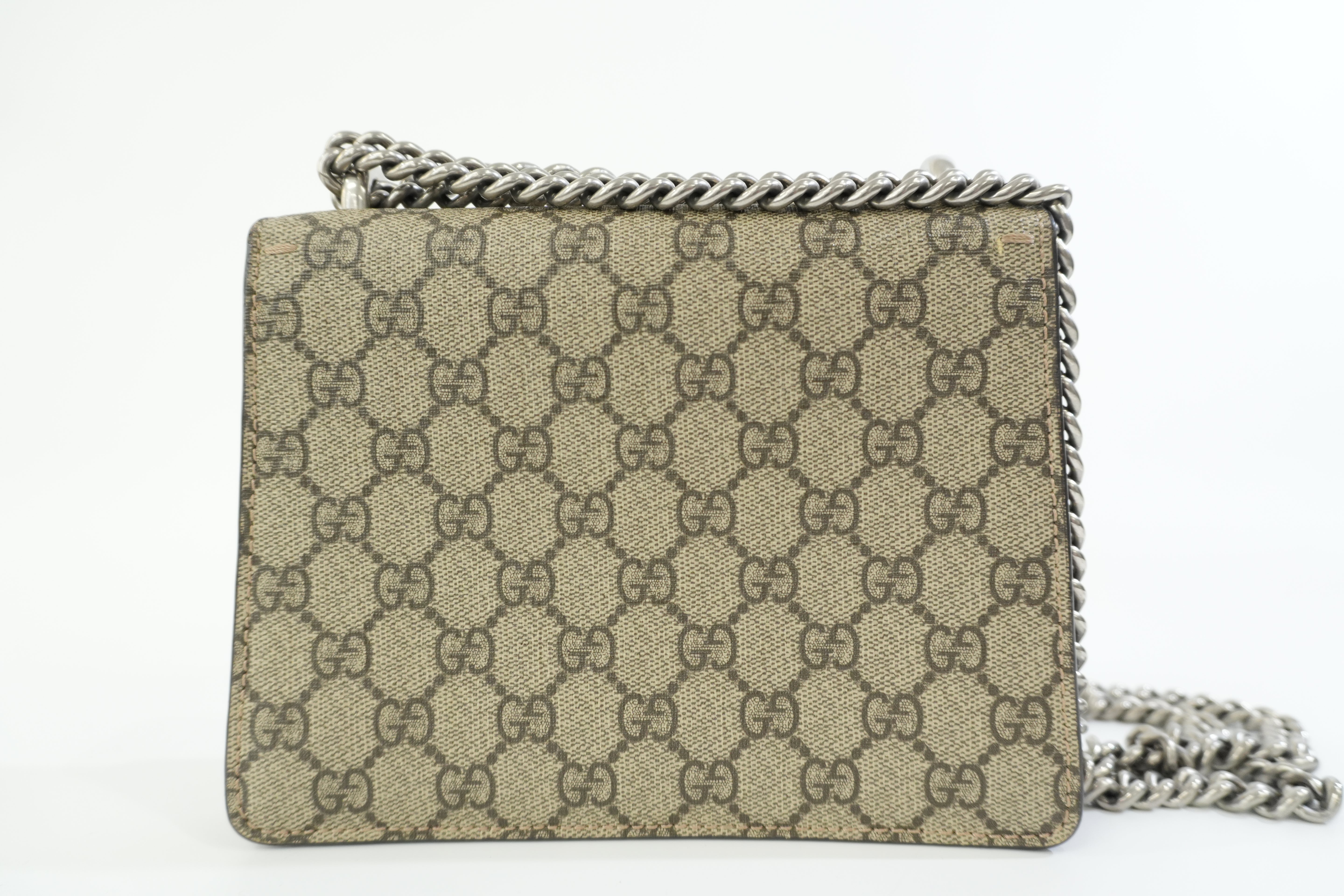 Gucci PVC Canvas Dionysus Double Flap Chain Shoulder Bag Brown and Red Used