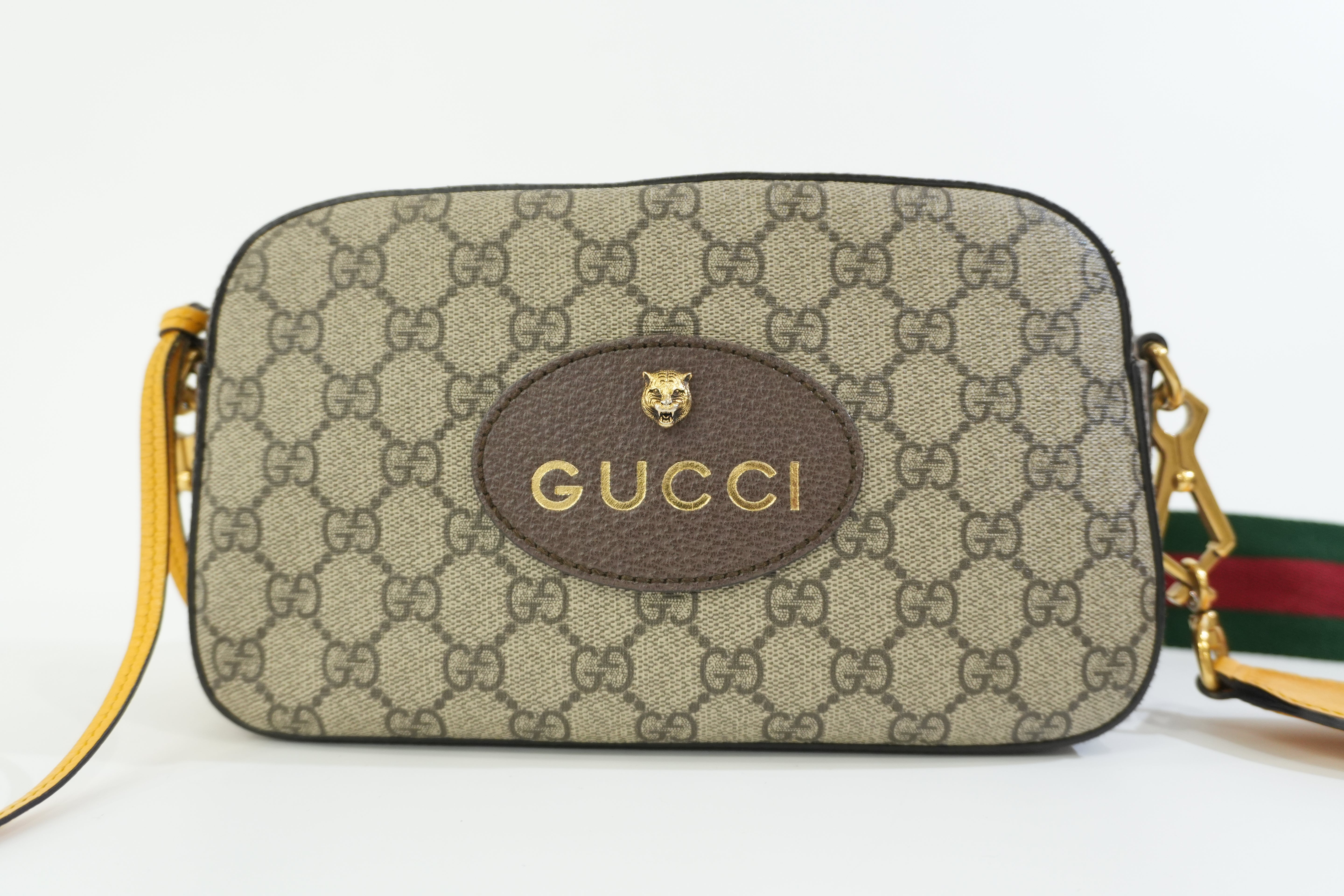 Gucci Canvas Supreme Sheryline Shoulder Bag Brown Used