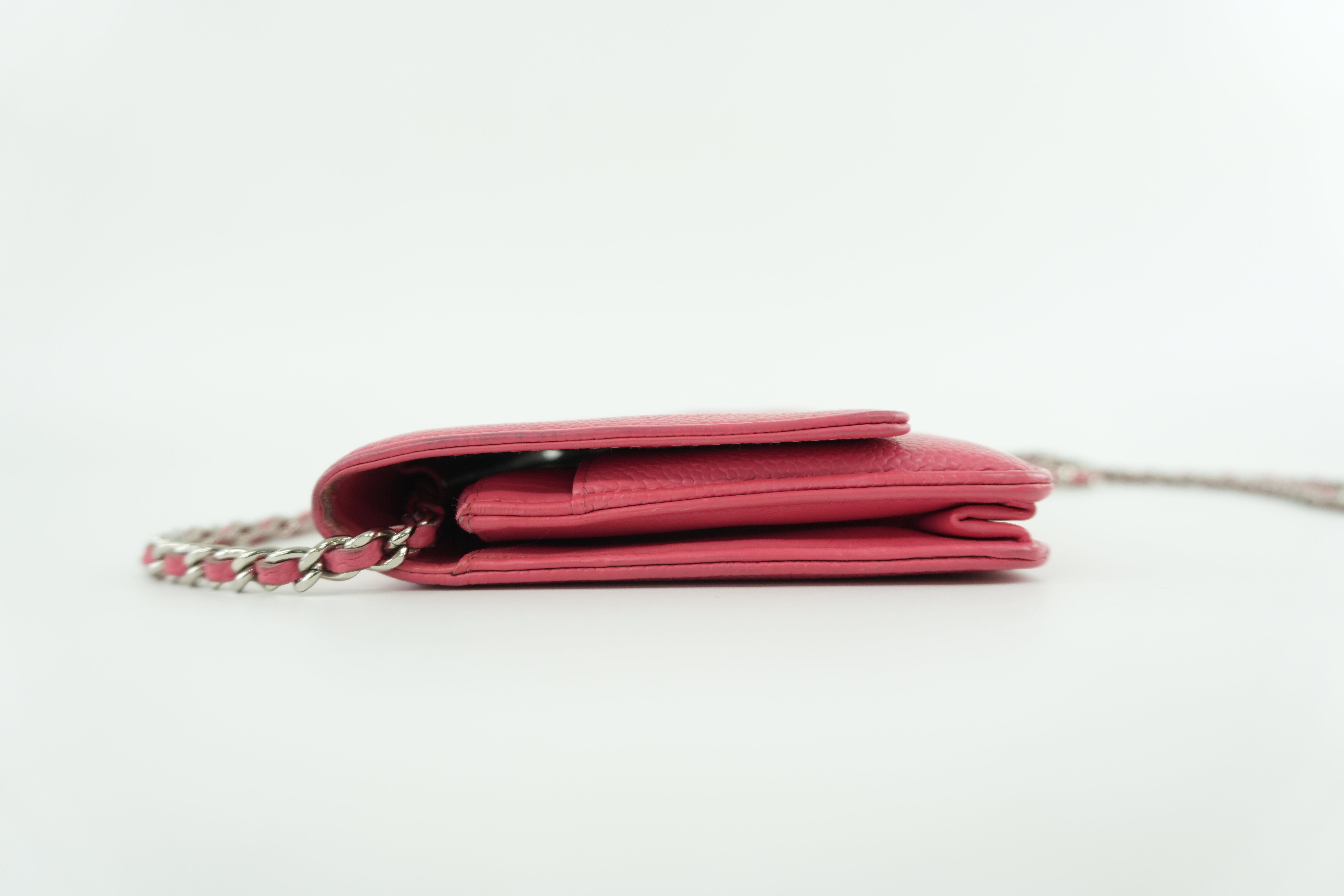 Chanel Caviar Wallet on Chain Pink Used
