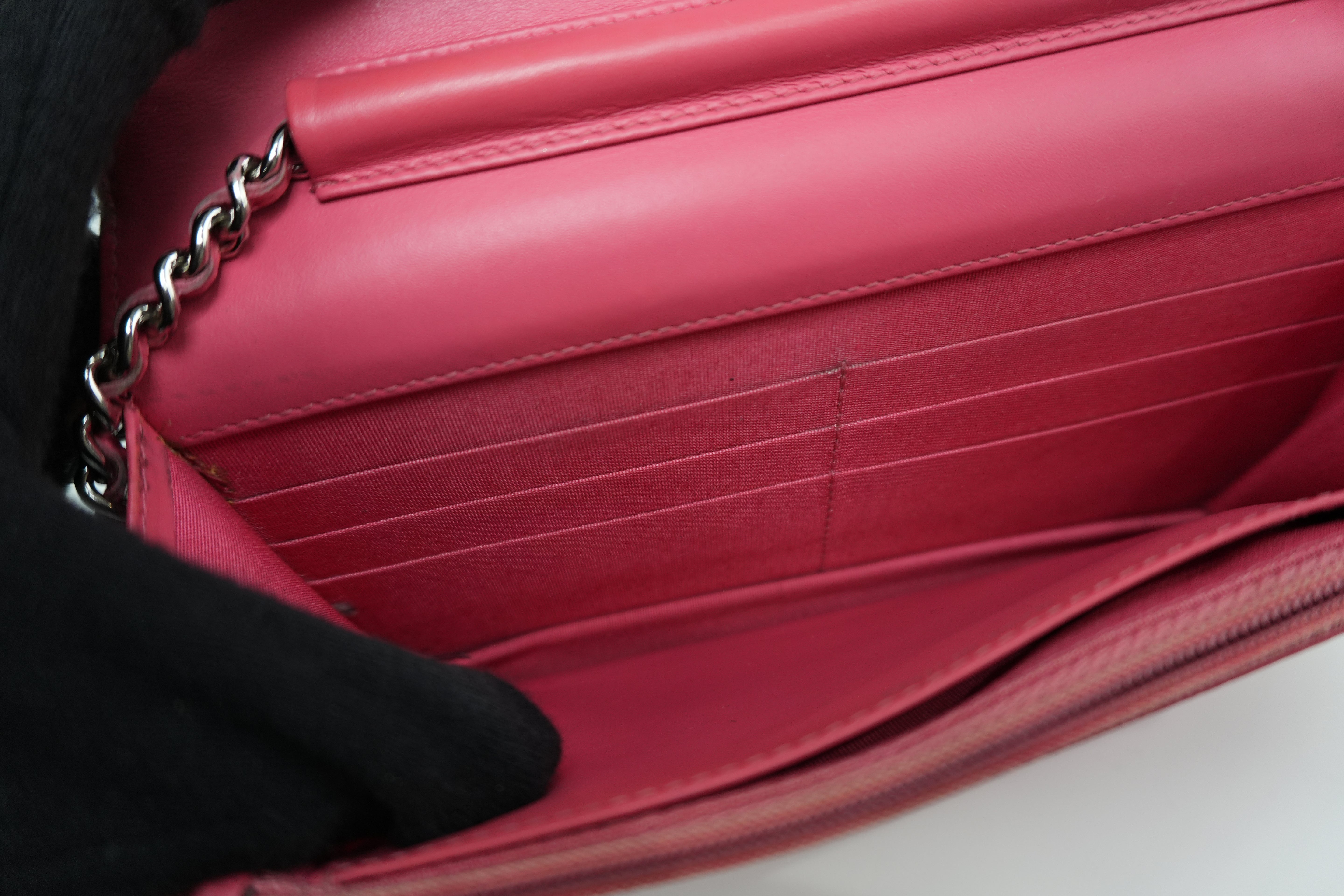 Chanel Caviar Wallet on Chain Pink Used