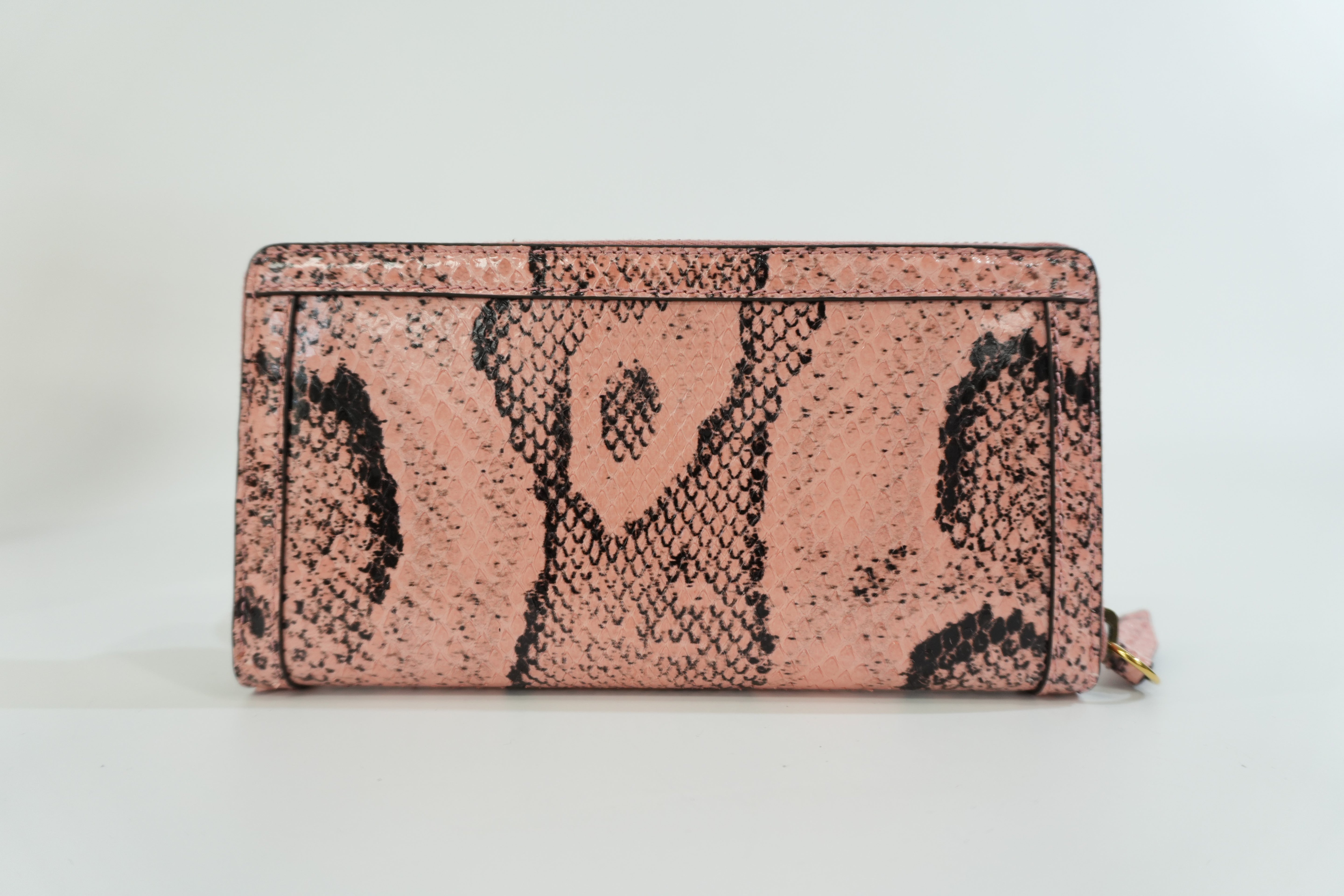 Gucci Snakeskin Leather Zippy Wallet Pink Used