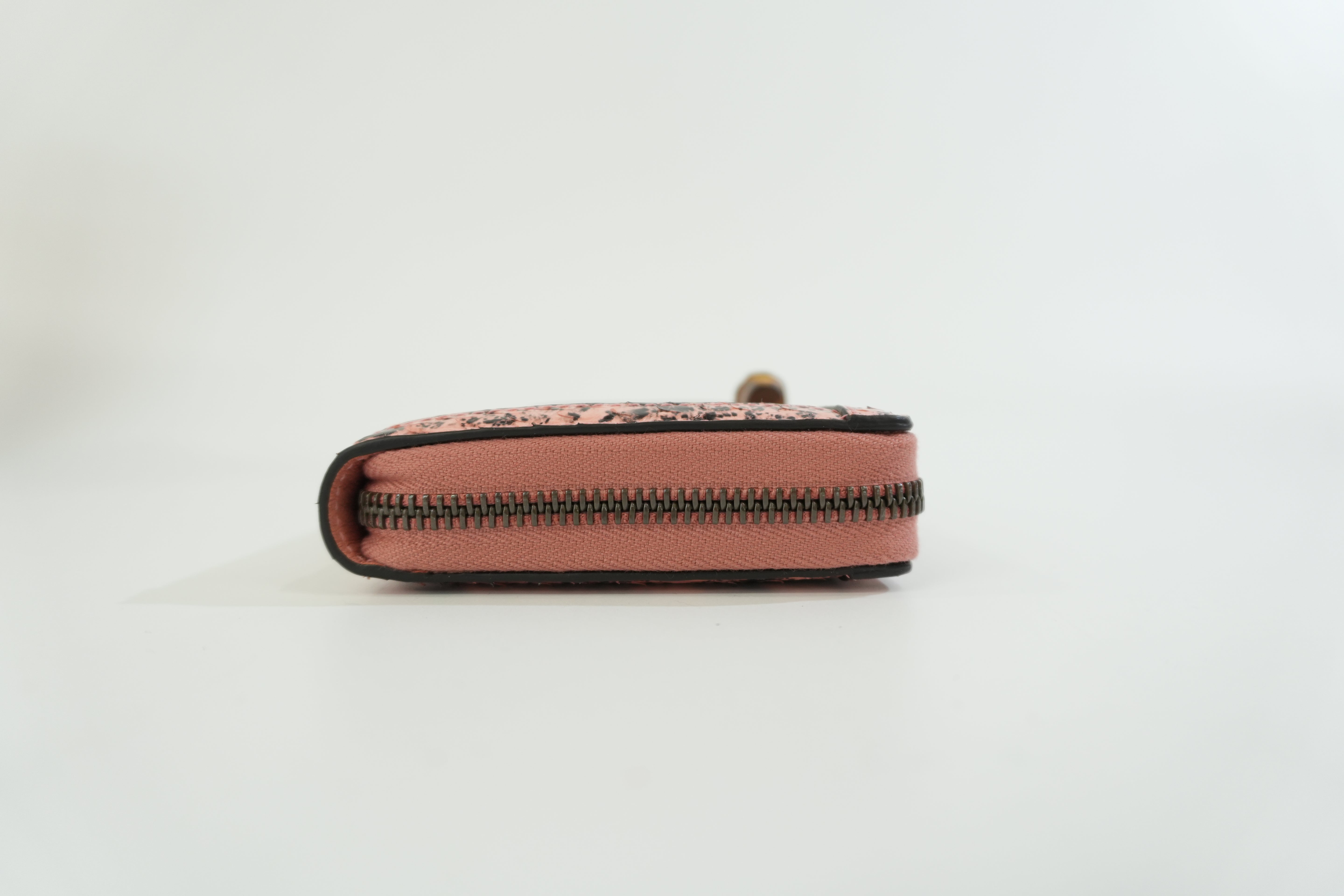 Gucci Snakeskin Leather Zippy Wallet Pink Used