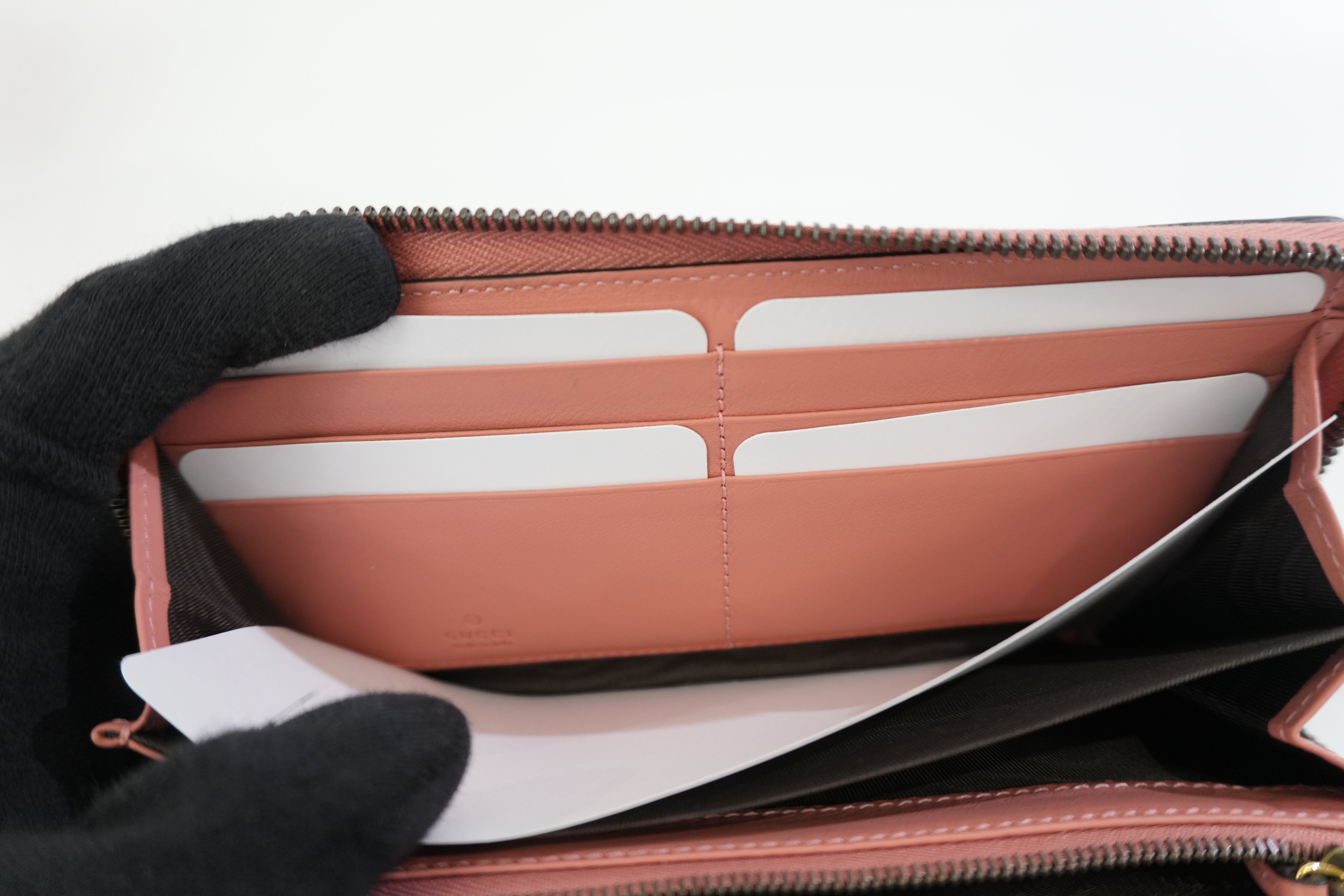 Gucci Snakeskin Leather Zippy Wallet Pink Used