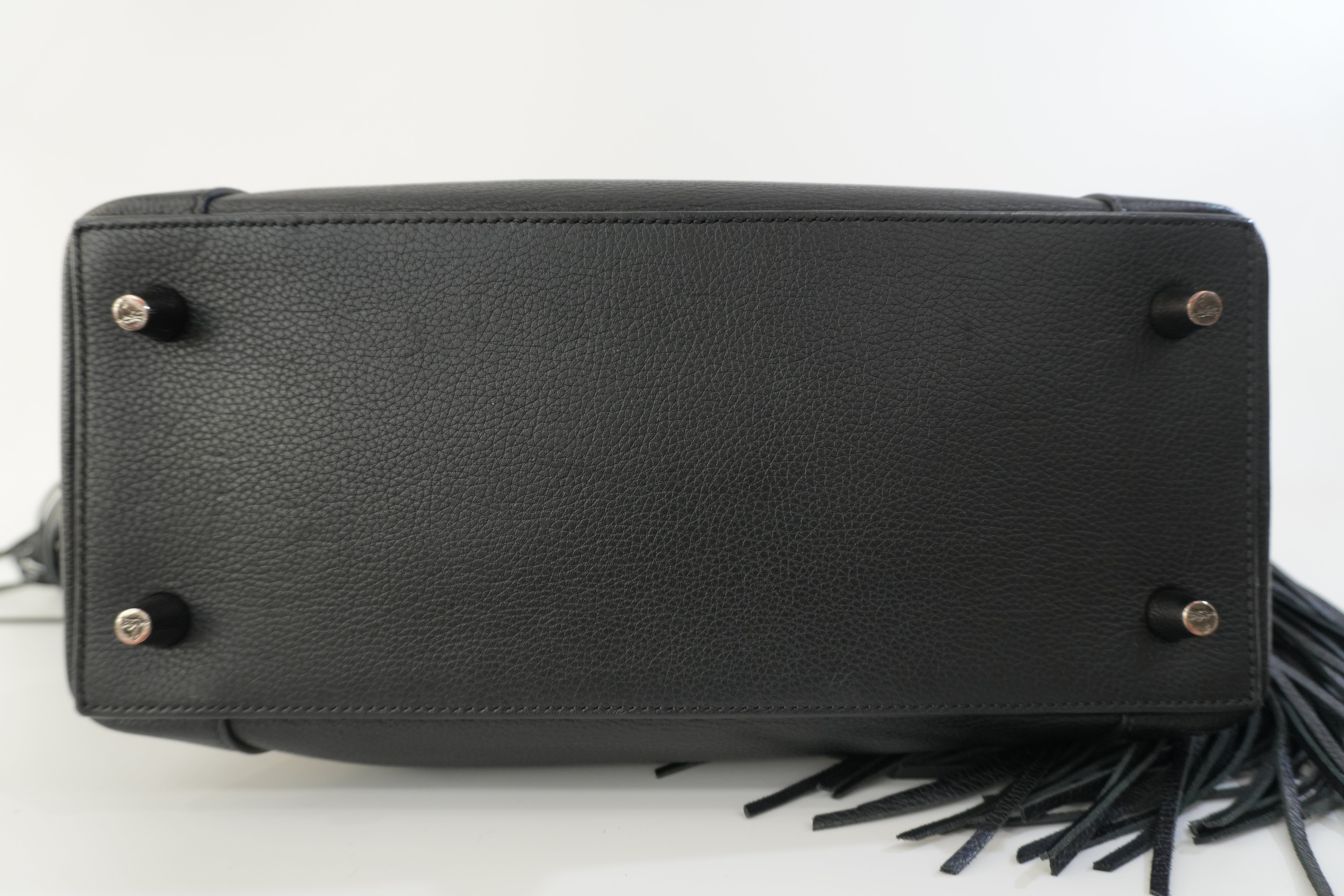 Christian Louboutin Leather Tassel Hobo Shoulder Bag Black Used