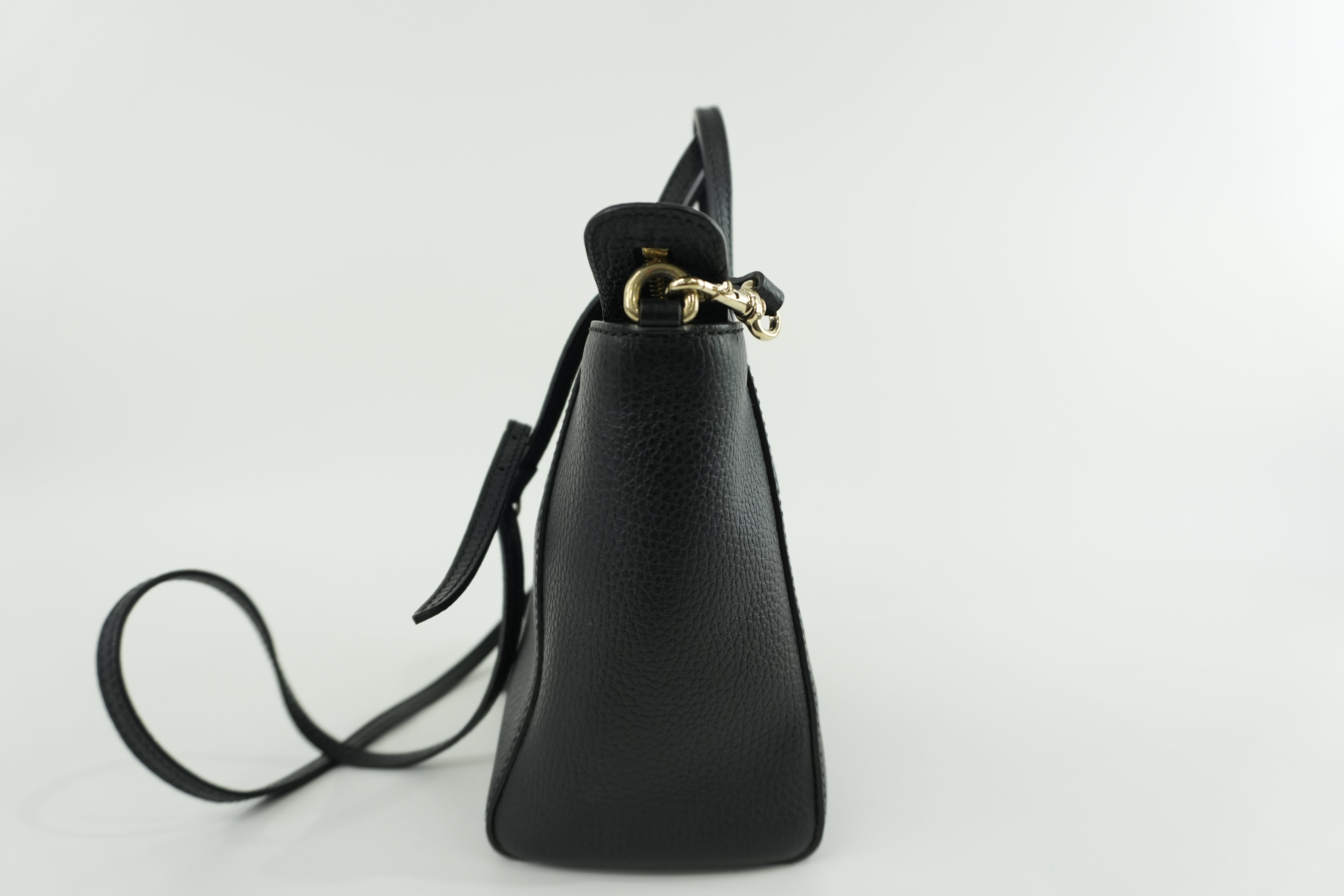 Gucci Swing Tote Bag Black Leather Used