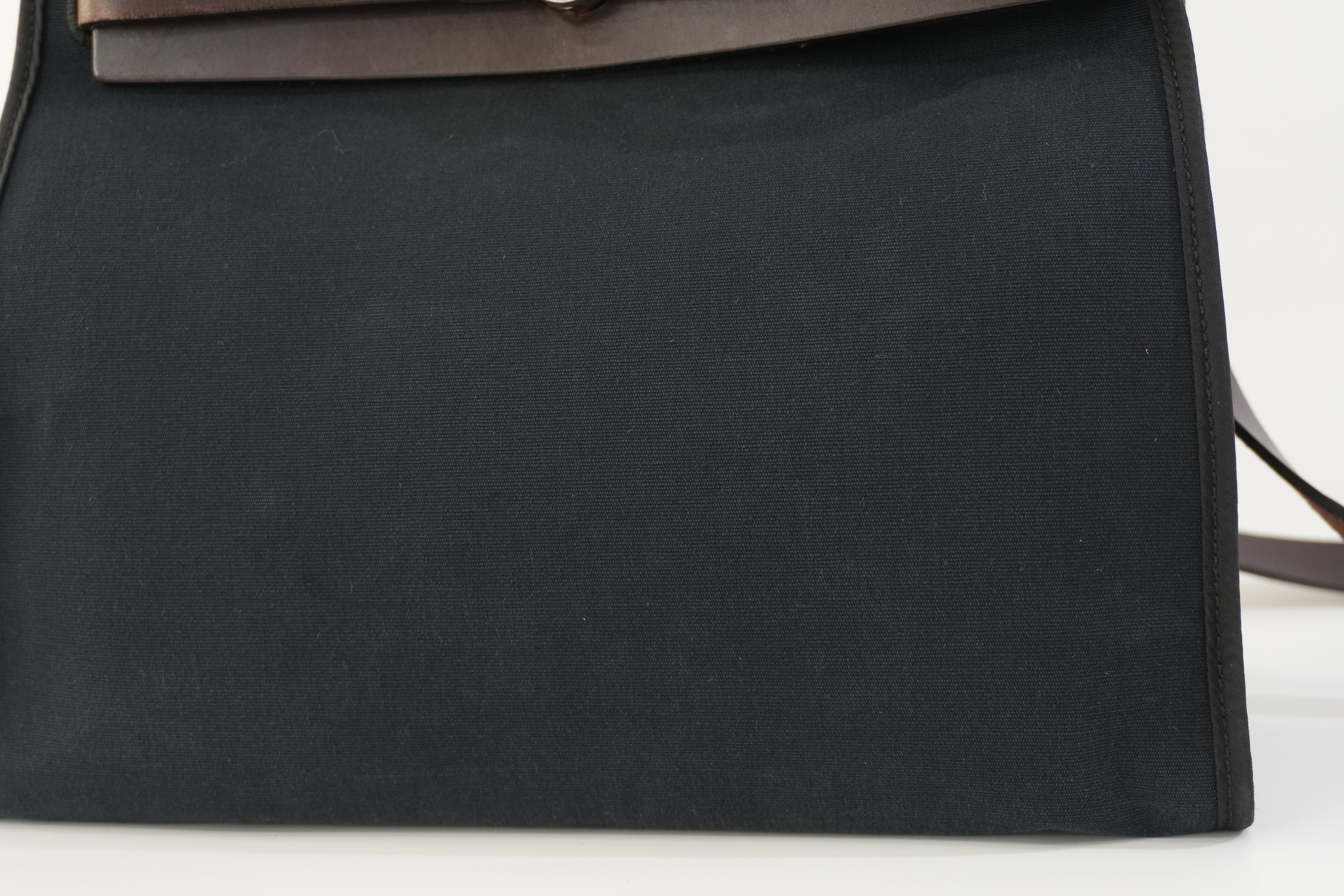 Hermes Canvas Herzip Tote Bag Black Used